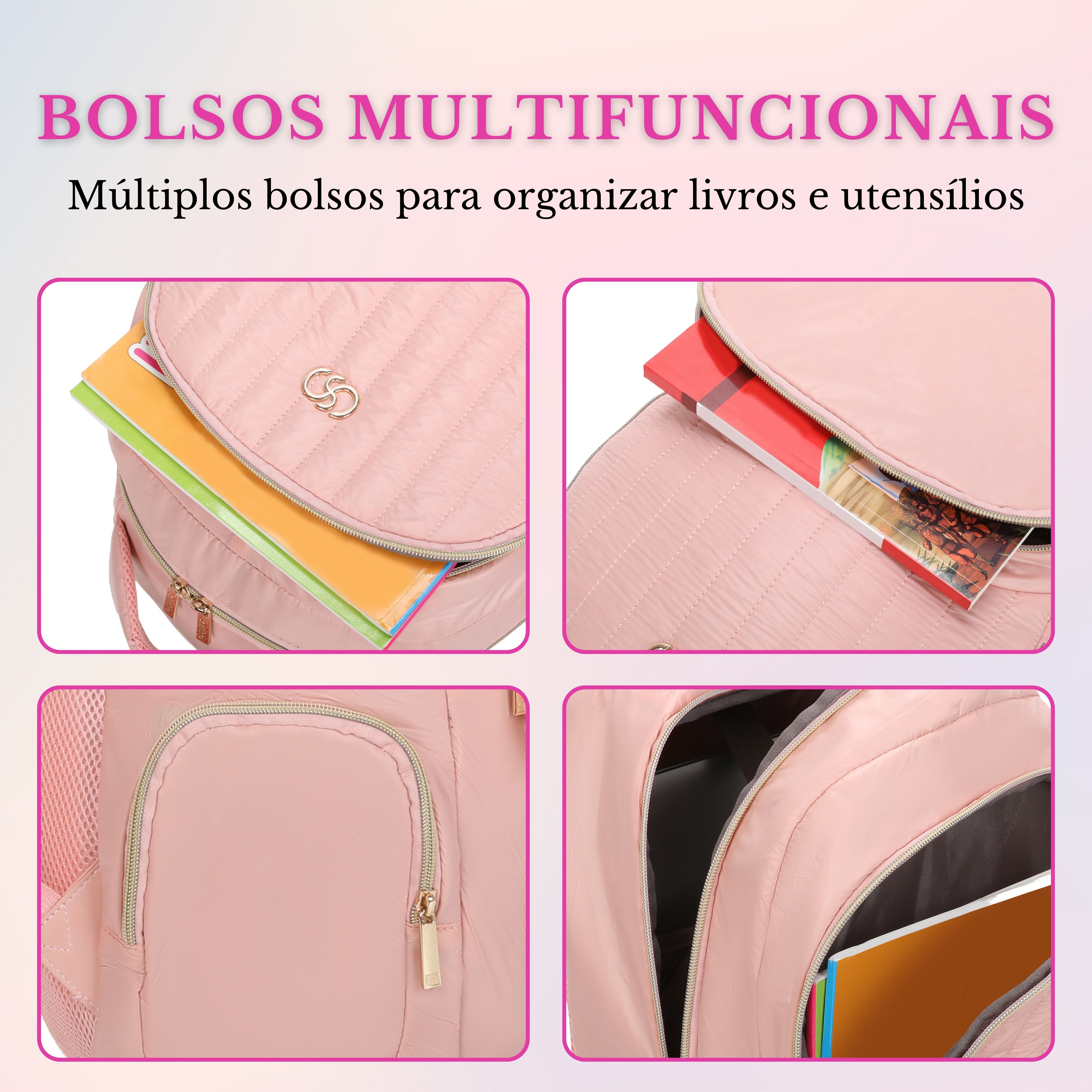 Bolsa Mochila Grace Santino - SAB414U62 - Rosa Claro