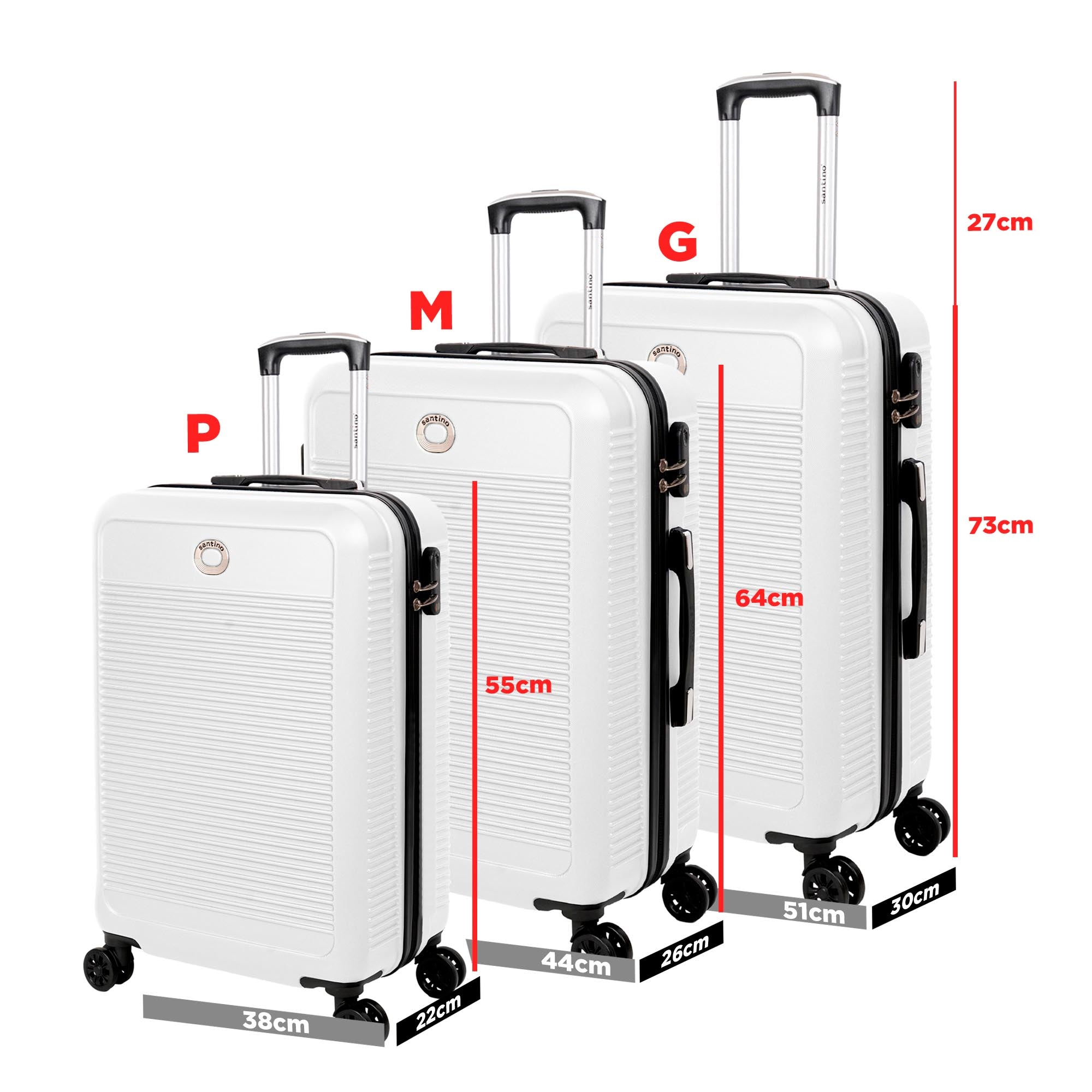 Santino 3-Piece Pisa Rigid 360° Luggage Set - MZV183J