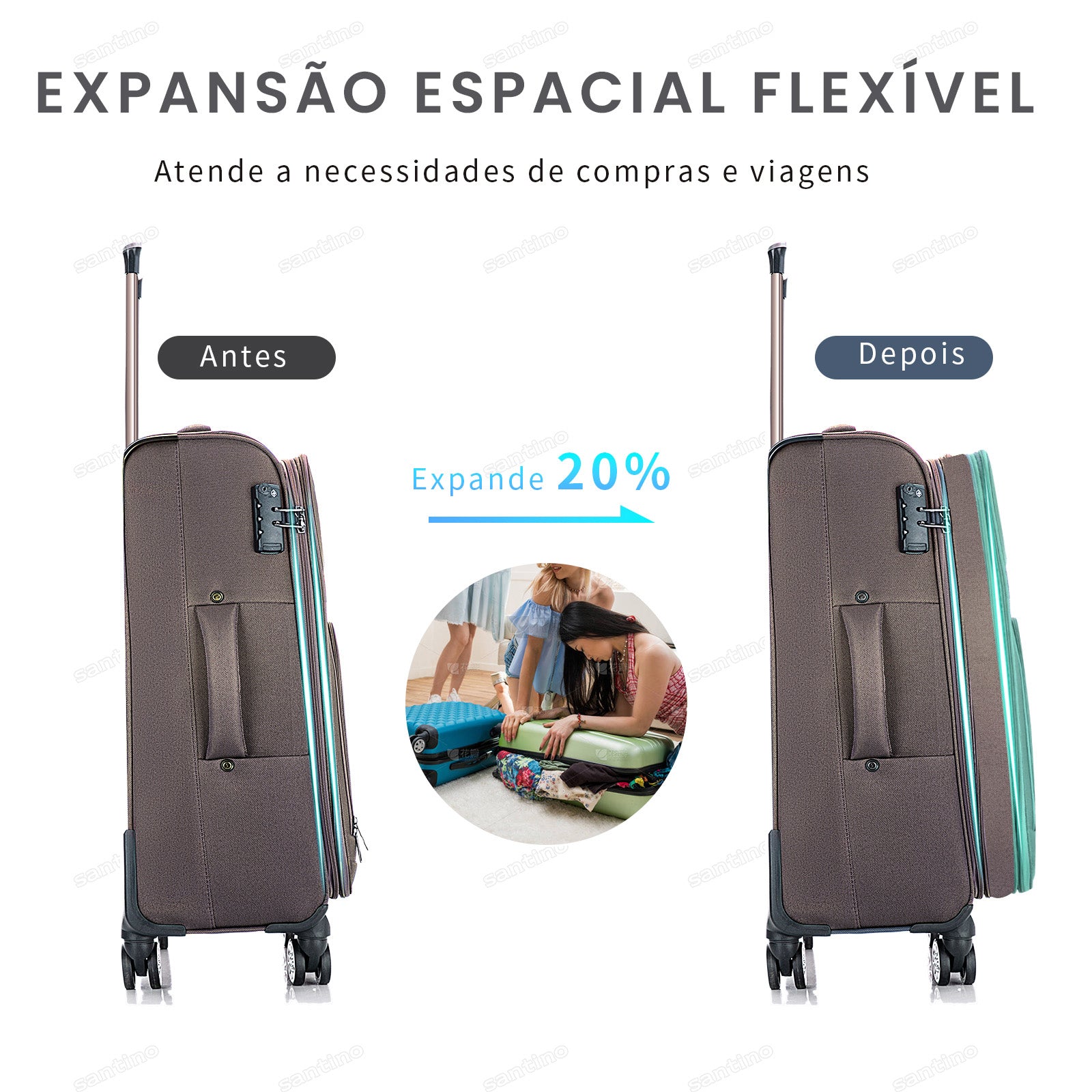 Mala de Viagem Little Havana Super Leve 360° Santino G - ALKV501G