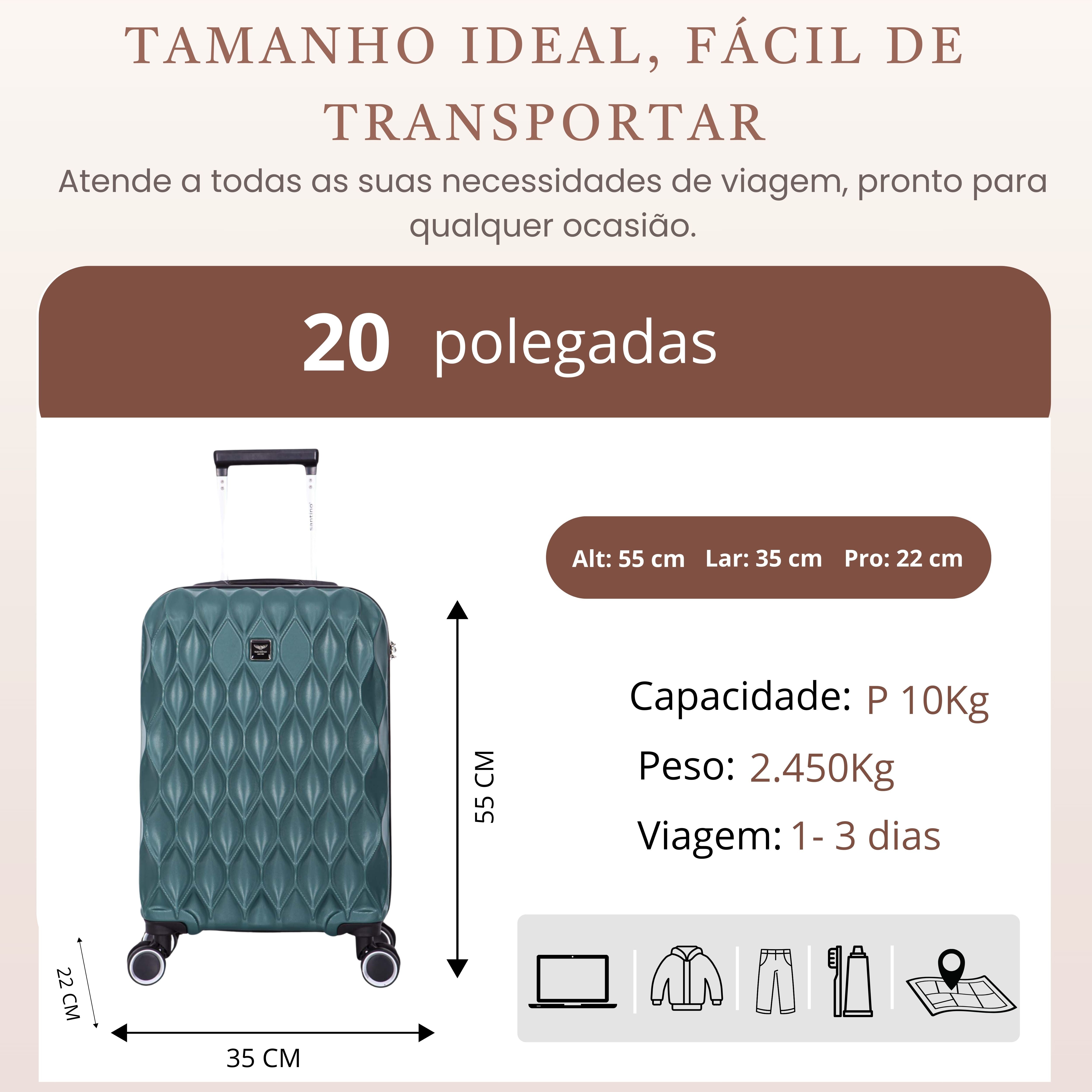 Mala de Bordo Marselha Rígida 360° Santino  - ASDV224P