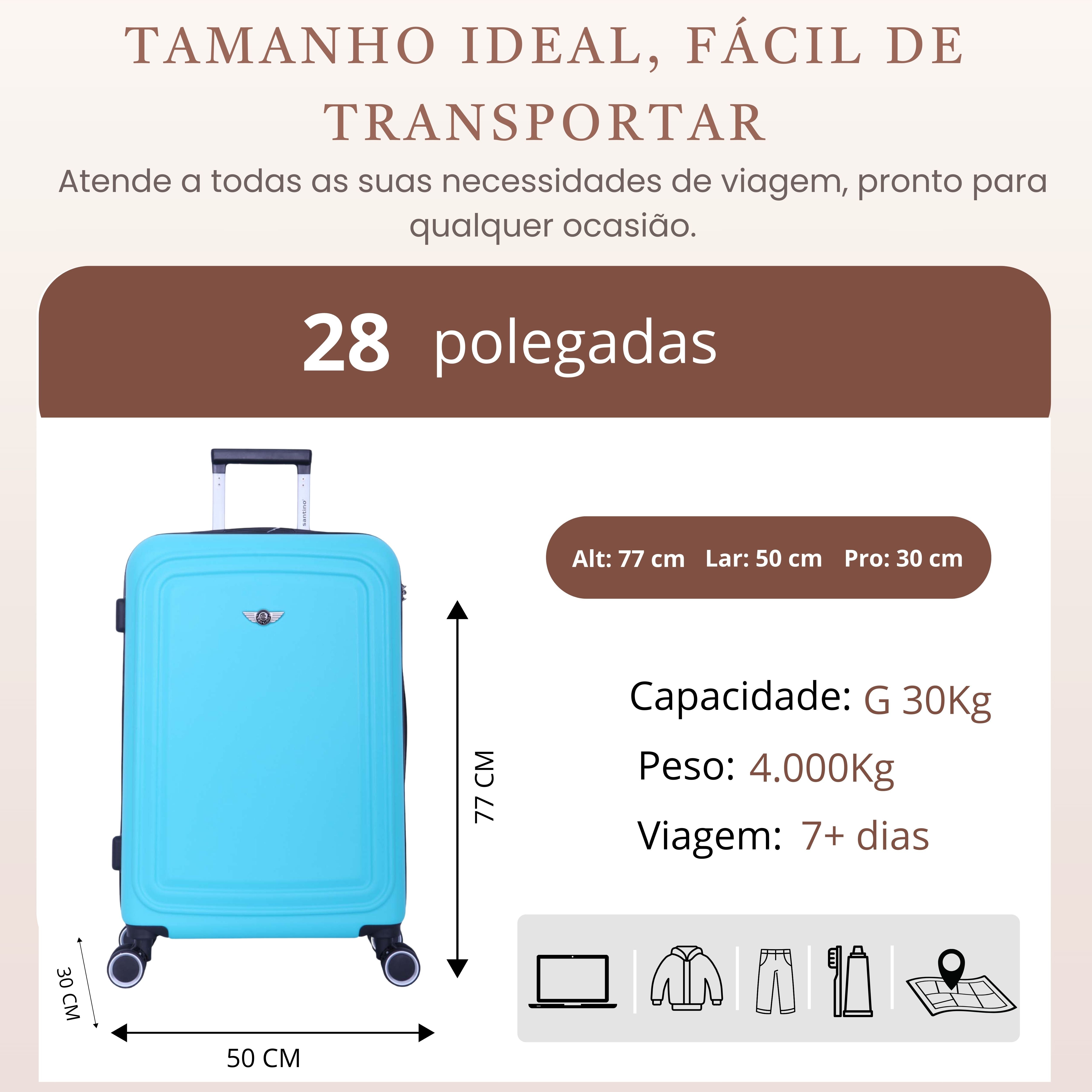 Mala de Viagem Panteão Rígida 360° Santino  G - ASDV502G