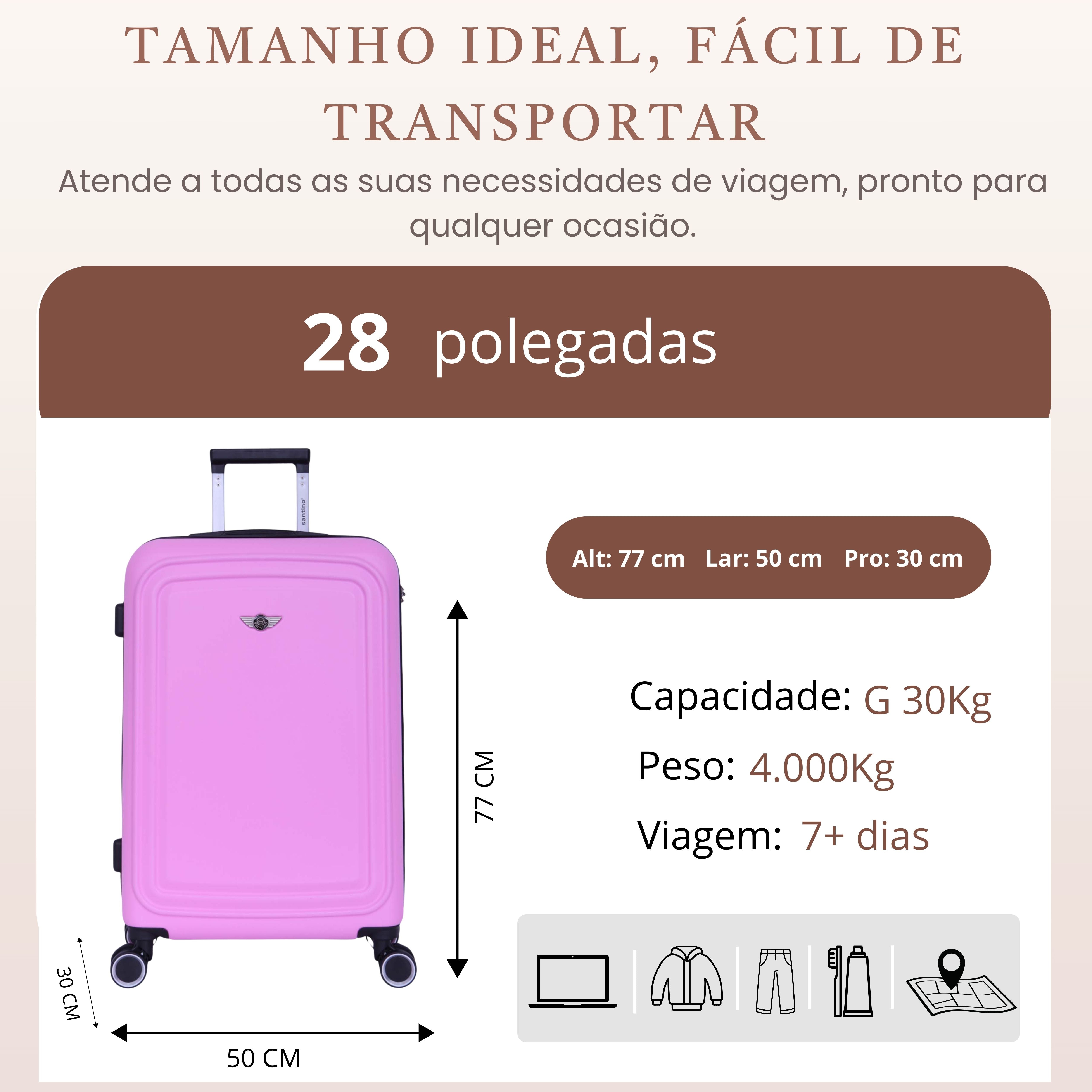 Mala de Viagem Panteão Rígida 360° Santino  G - ASDV502G