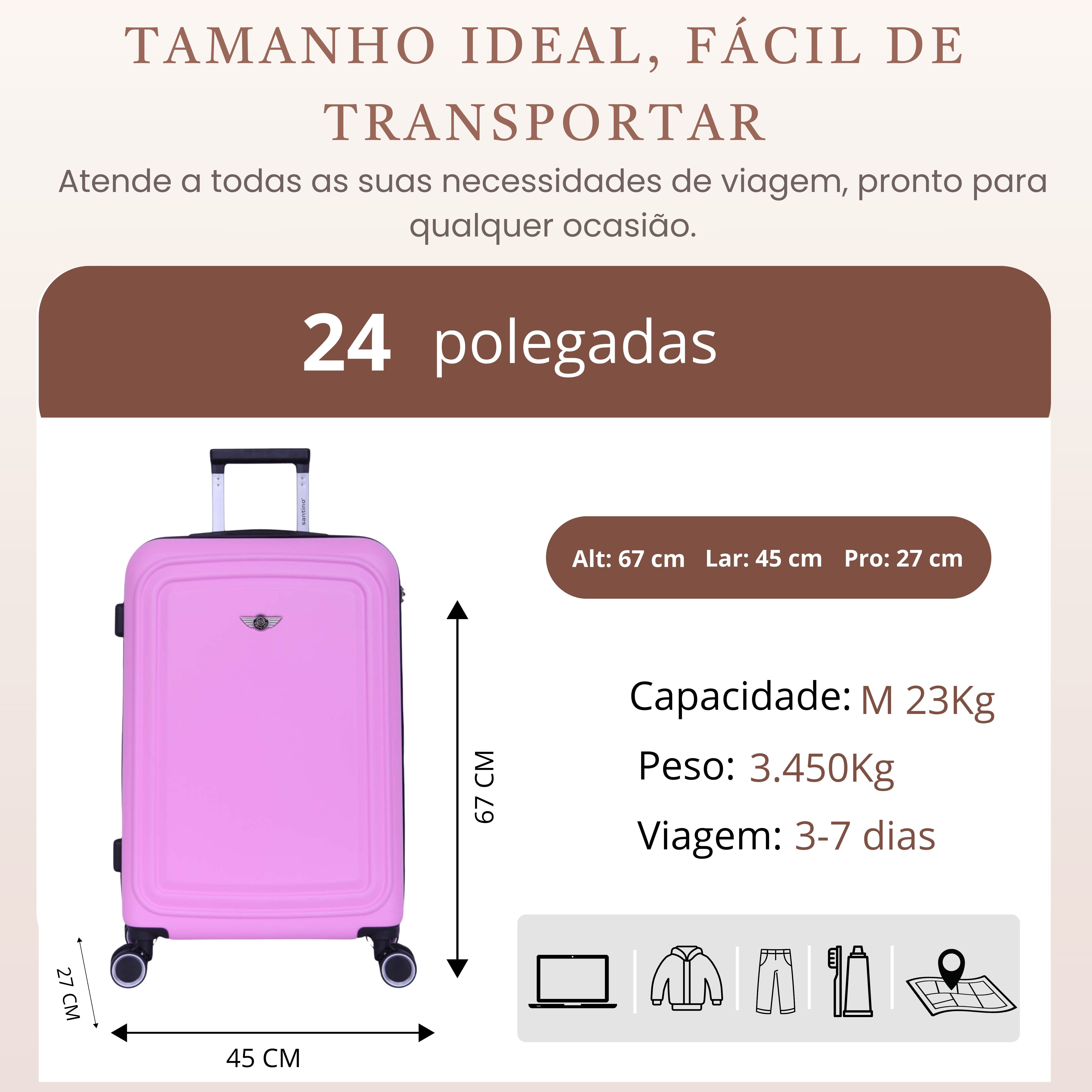 Mala de Viagem Panteão Rígida 360° Santino  M - ASDV502M