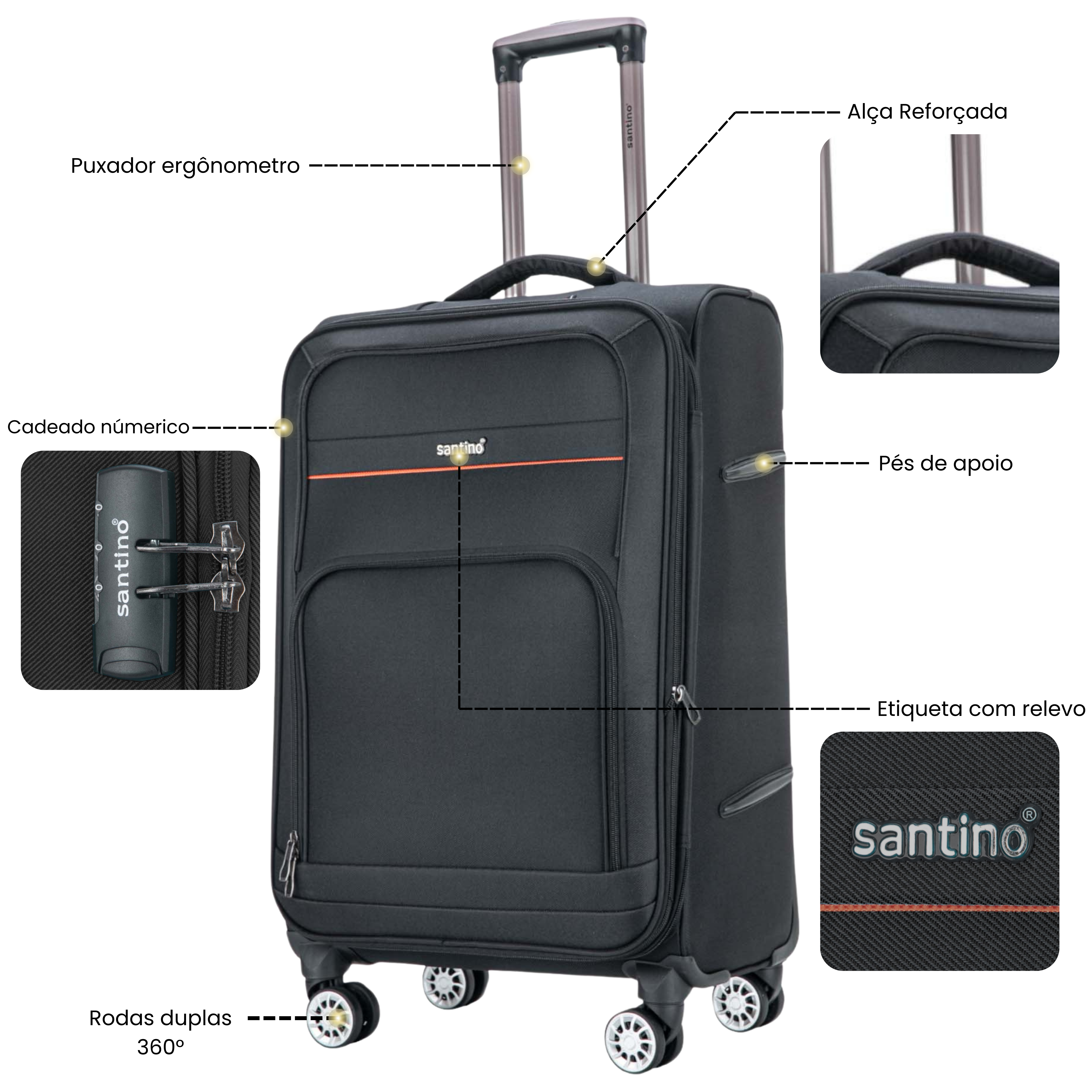 Mala de Bordo Hanói Super Leve Santino - ALKV401P