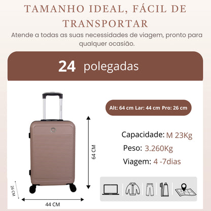 Mala de Viagem Pisa Rígida 4 Rodas 360° Santino M - AMZV183M