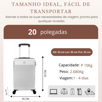 Mala de Bordo Pisa Rígida 4 Rodas 360º Santino P - AMZV183P