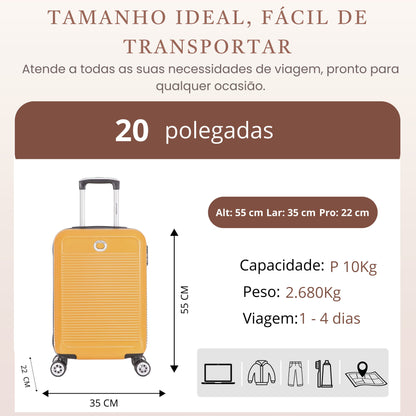 Mala de Bordo Pisa Rígida 4 Rodas 360º Santino P - AMZV183P