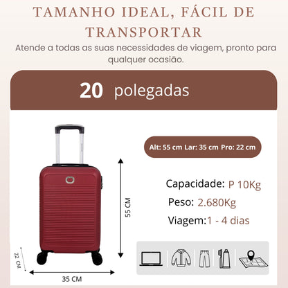 Mala de Bordo Pisa Rígida 4 Rodas 360º Santino P - AMZV183P