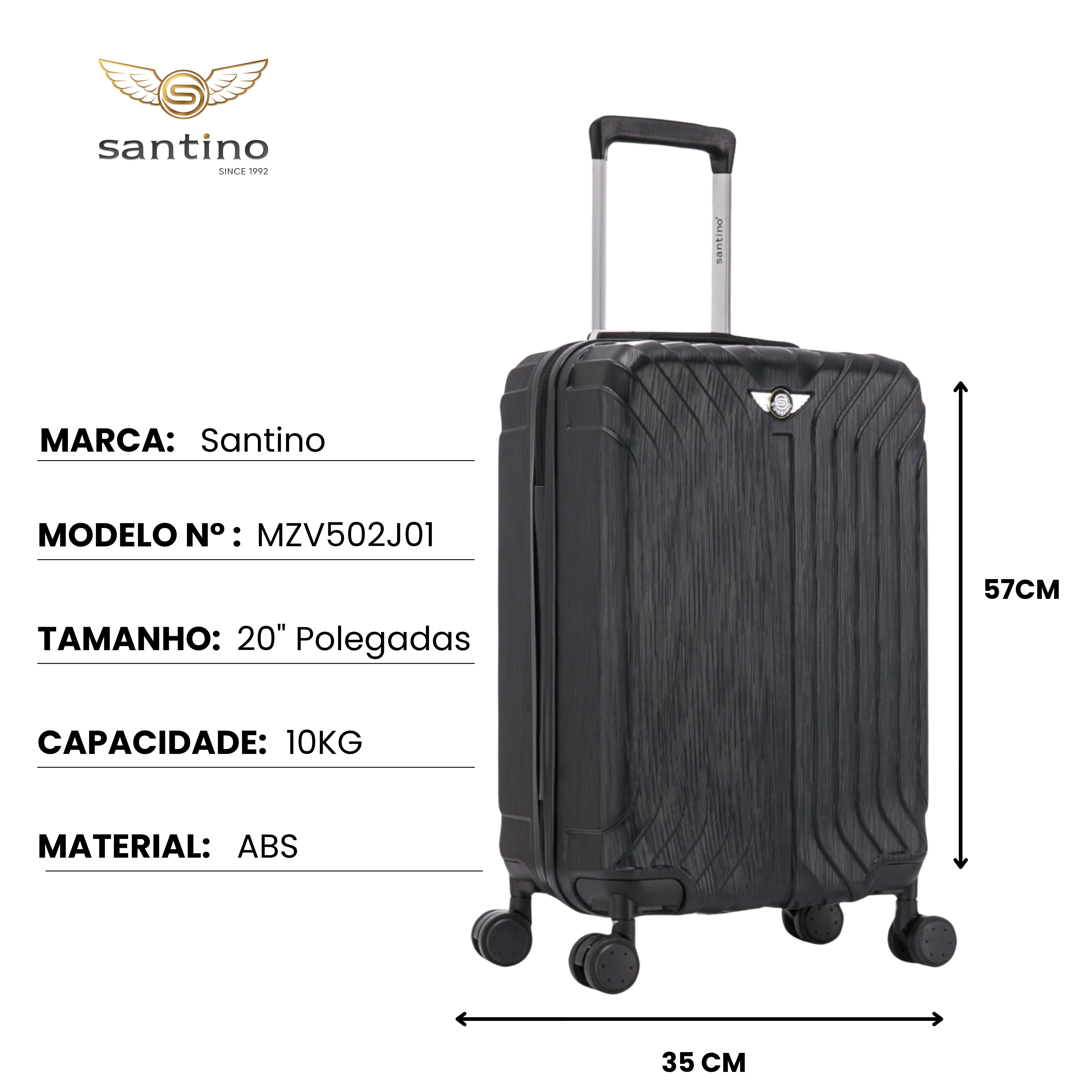 Conjunto de Malas Liberty Statue 3 Pç Rígida Santino MZV502J