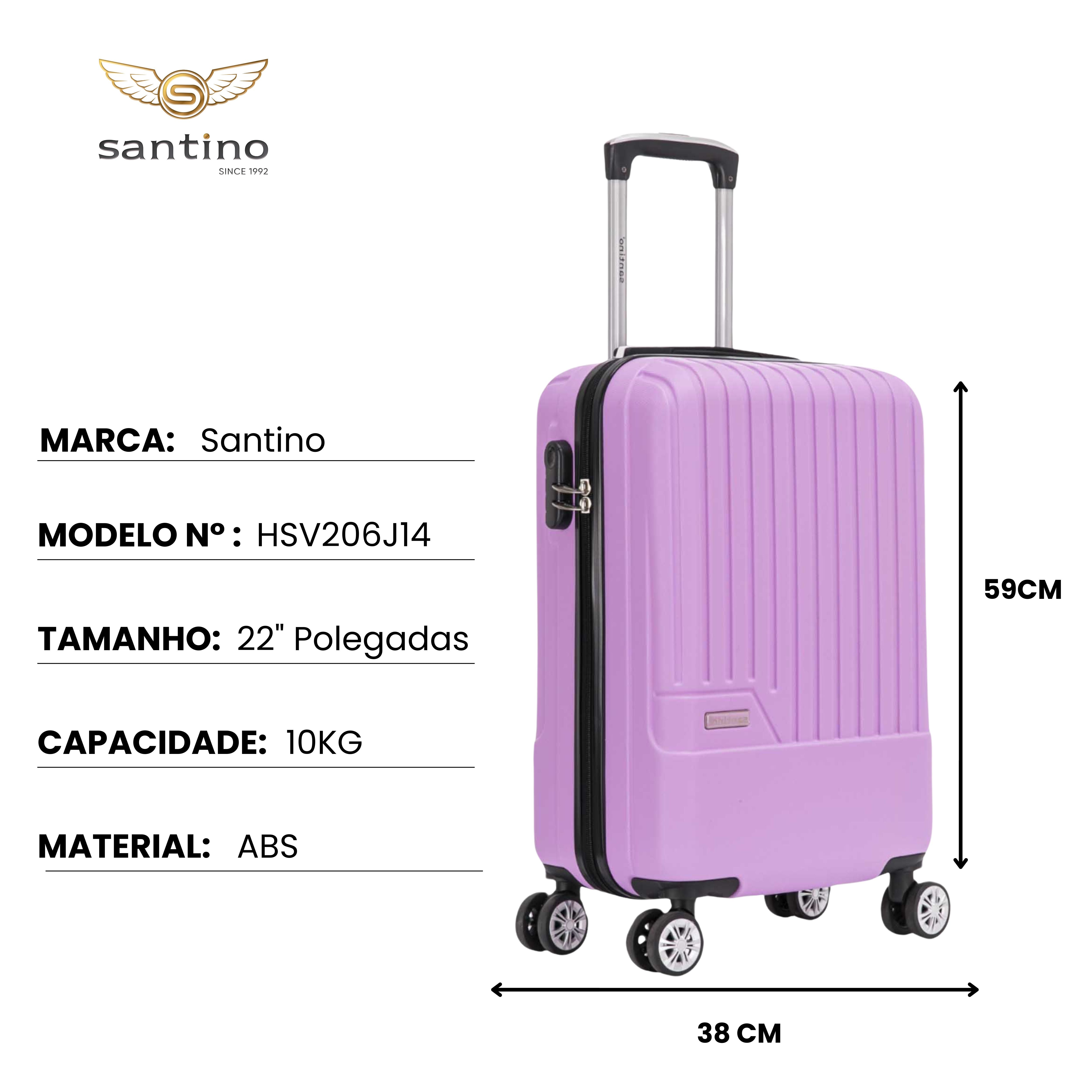 Conjunto de Malas Lincoln Road  3 Pç Rígida Santino MZV505J