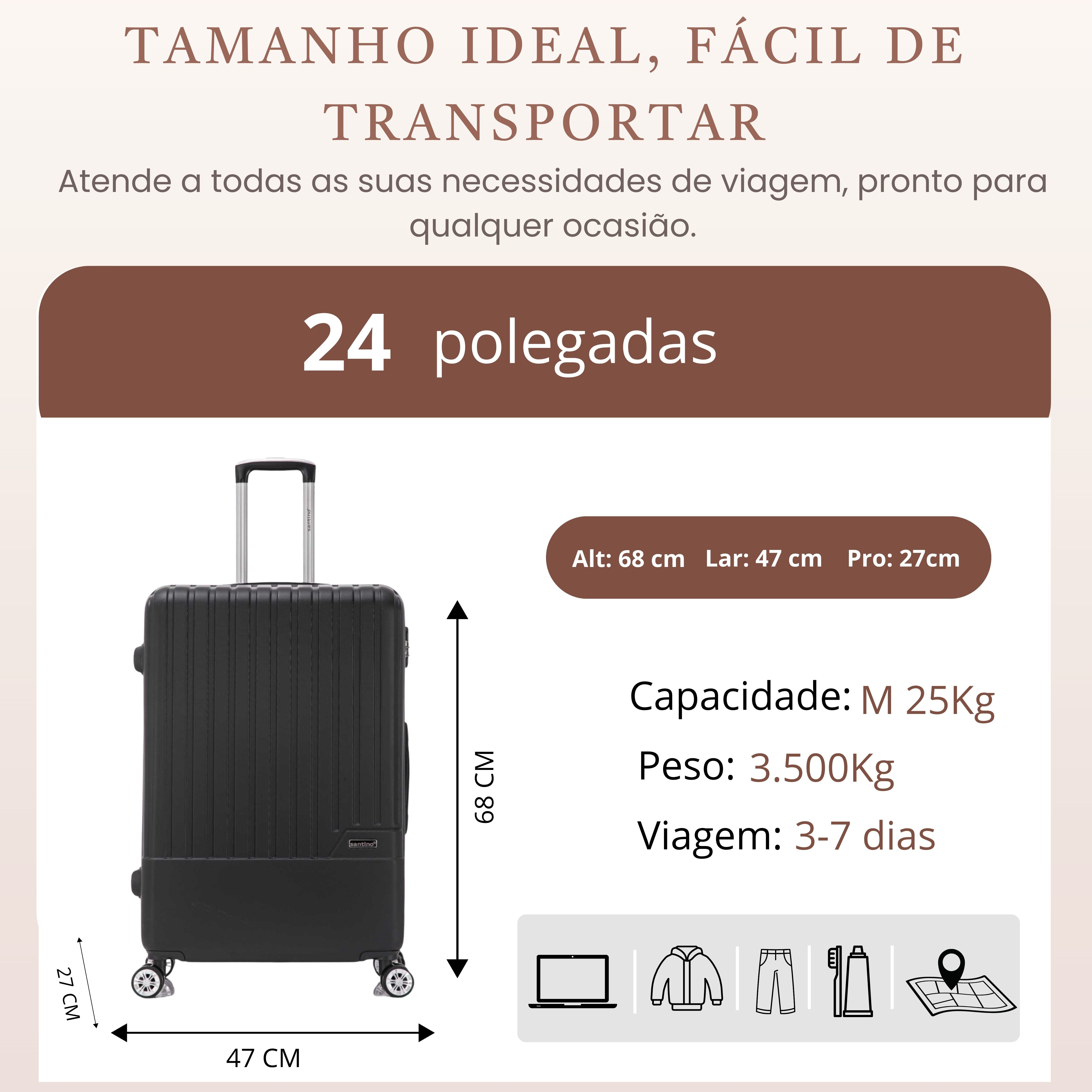 Mala de Viagem Lincoln Road  Rígida 360° Santino M - MZV505M