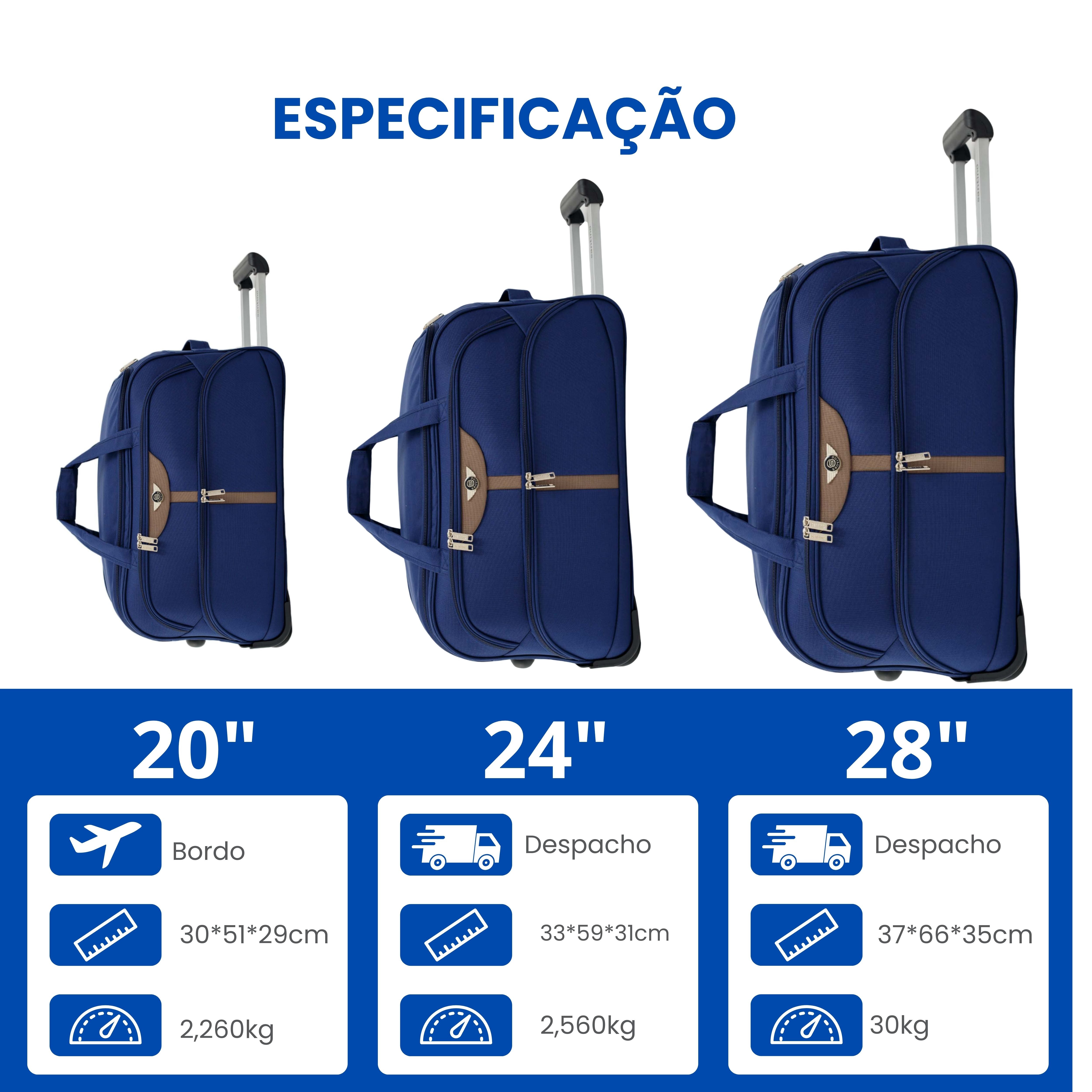 Conjunto Sacola de Viagem Panay Poliéster 3 peças Santino - NDS502J