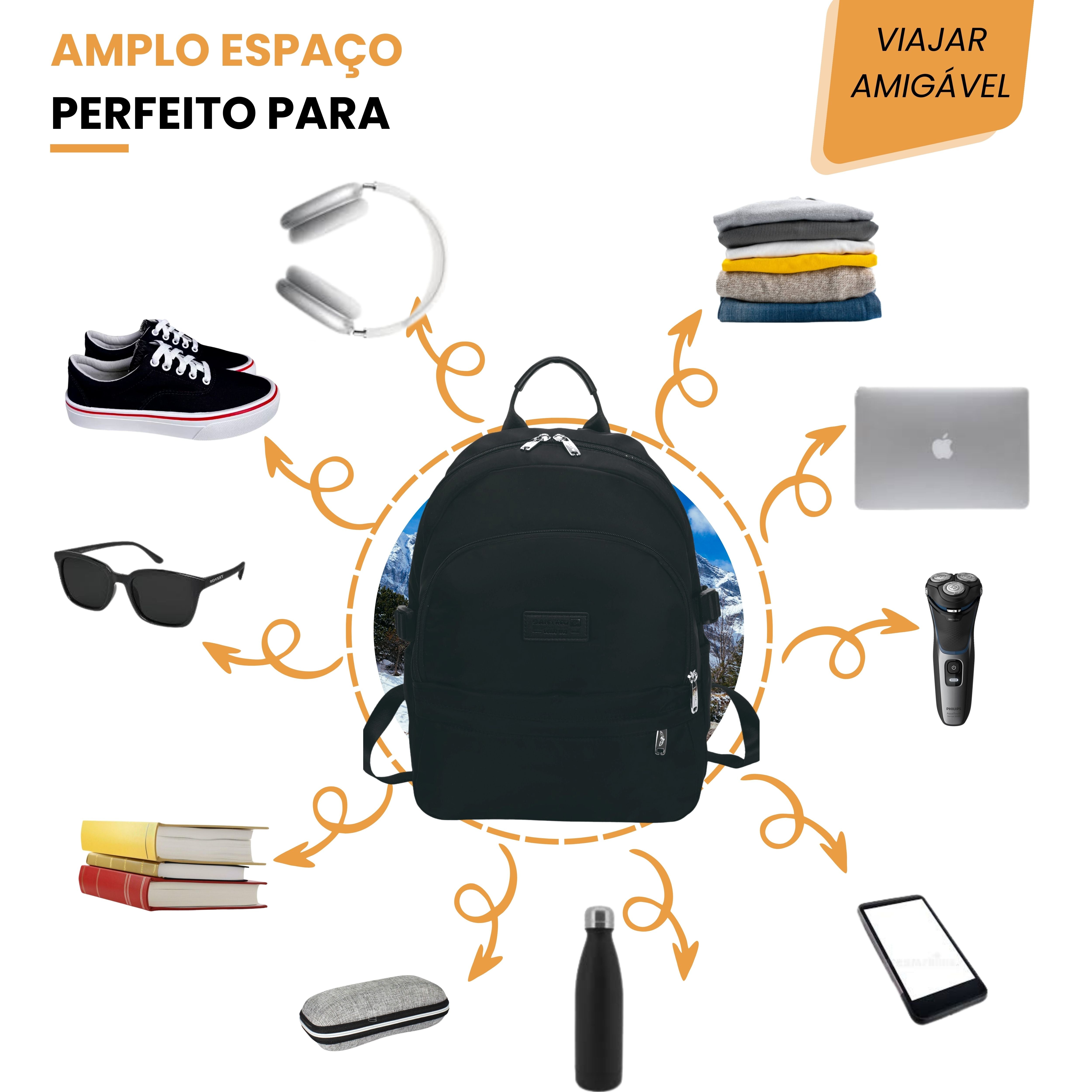 Bolsa Mochila Frésia Santino - SAB411U01 - Preta