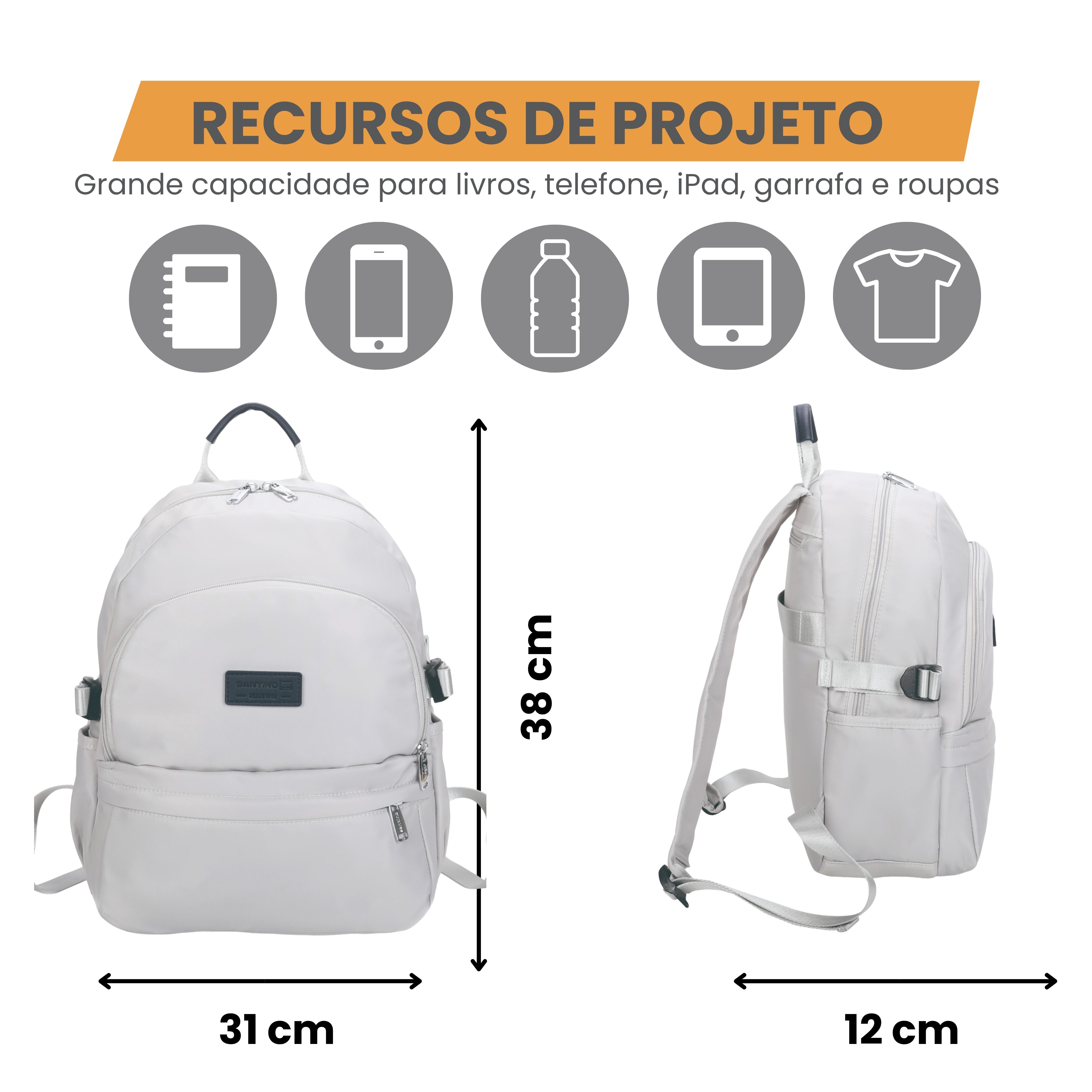 Bolsa Mochila Frésia Santino - SAB411U68 - Off White