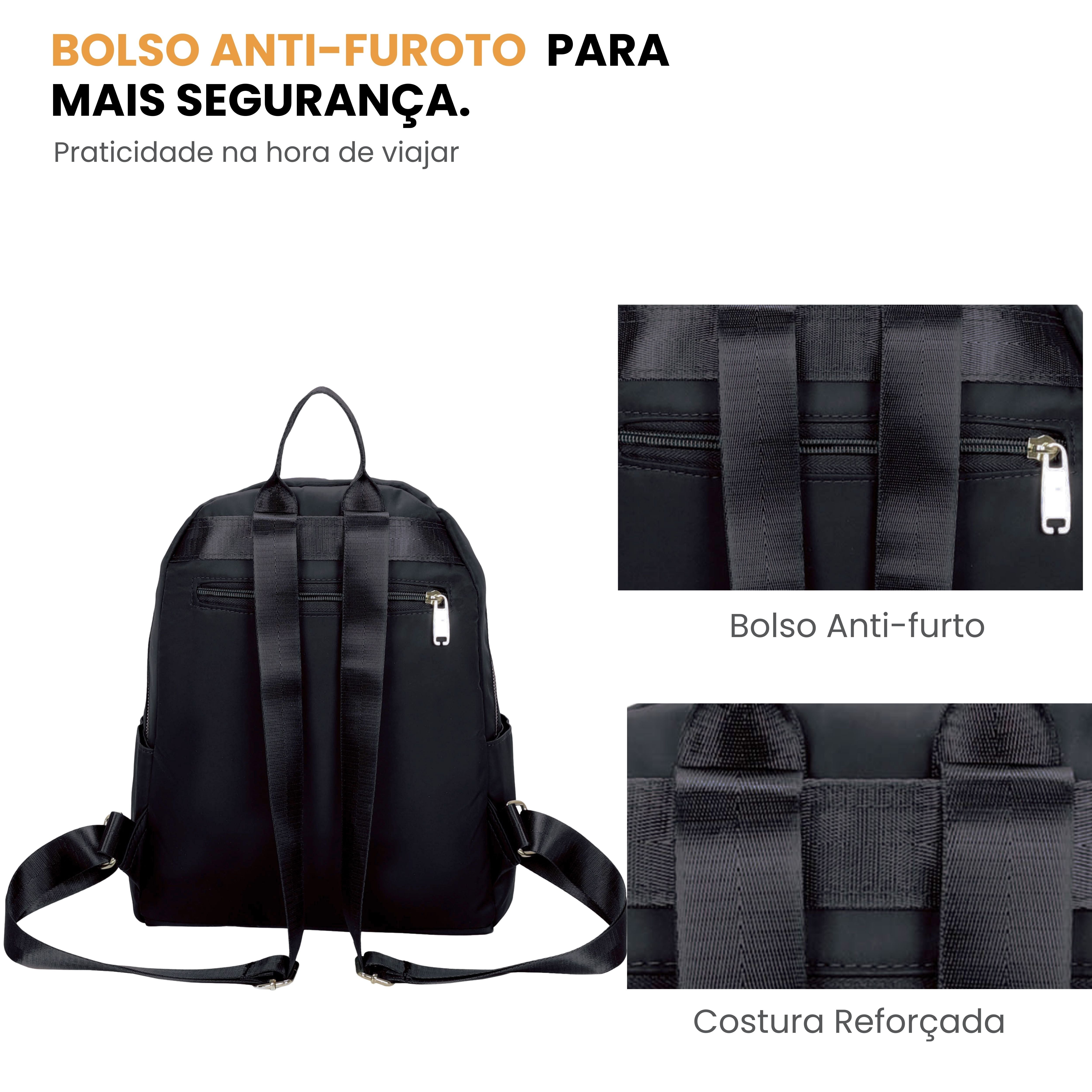Bolsa Mochila Amarílis Nylon Santino Preta SAB412U01