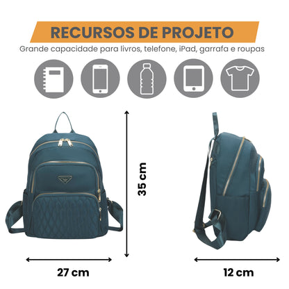 Bolsa Mochila Amarílis Nylon Santino Azul Turquesa SAB412U15