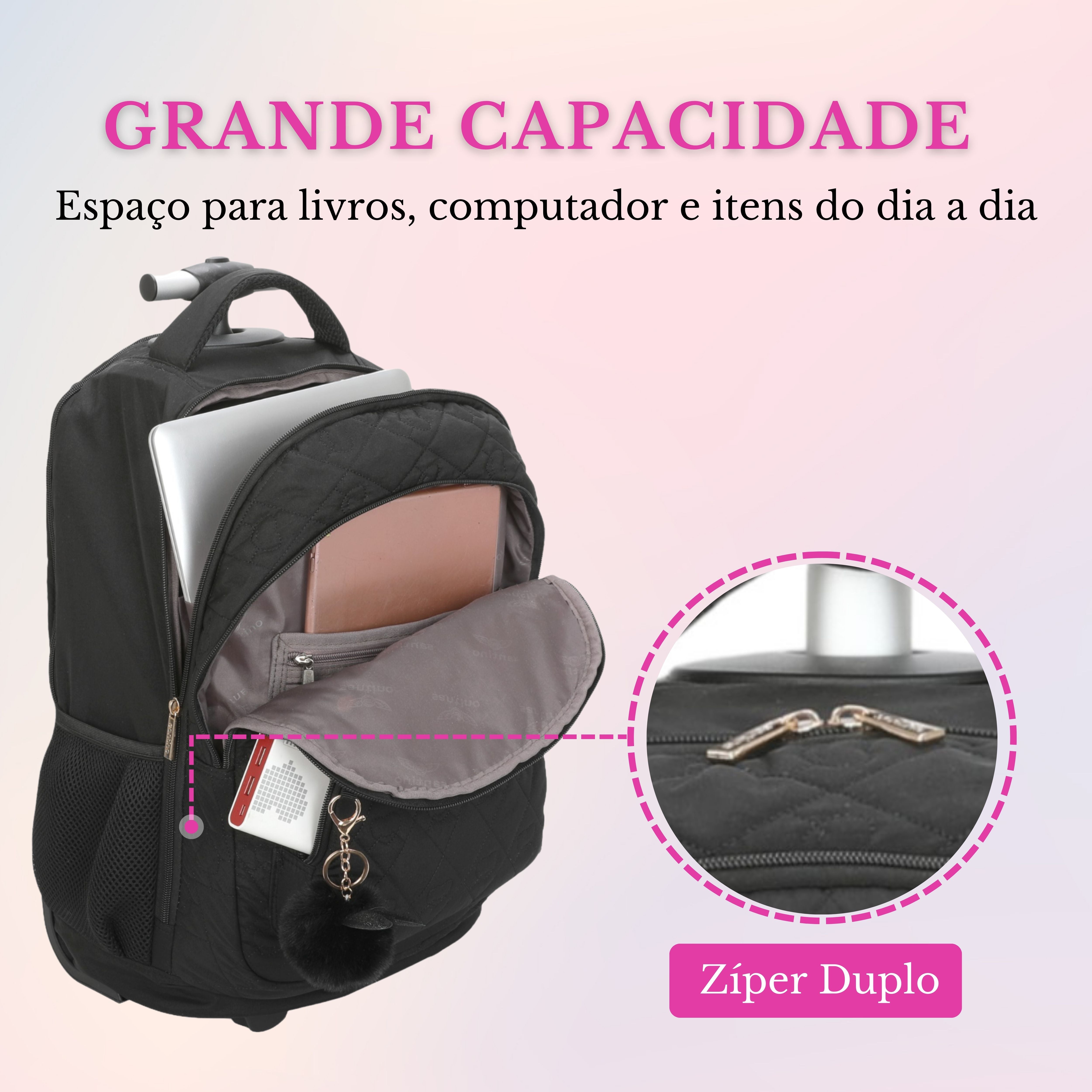 Mochila Notebook Cairo Com Rodas Santino   SAC200U Preto
