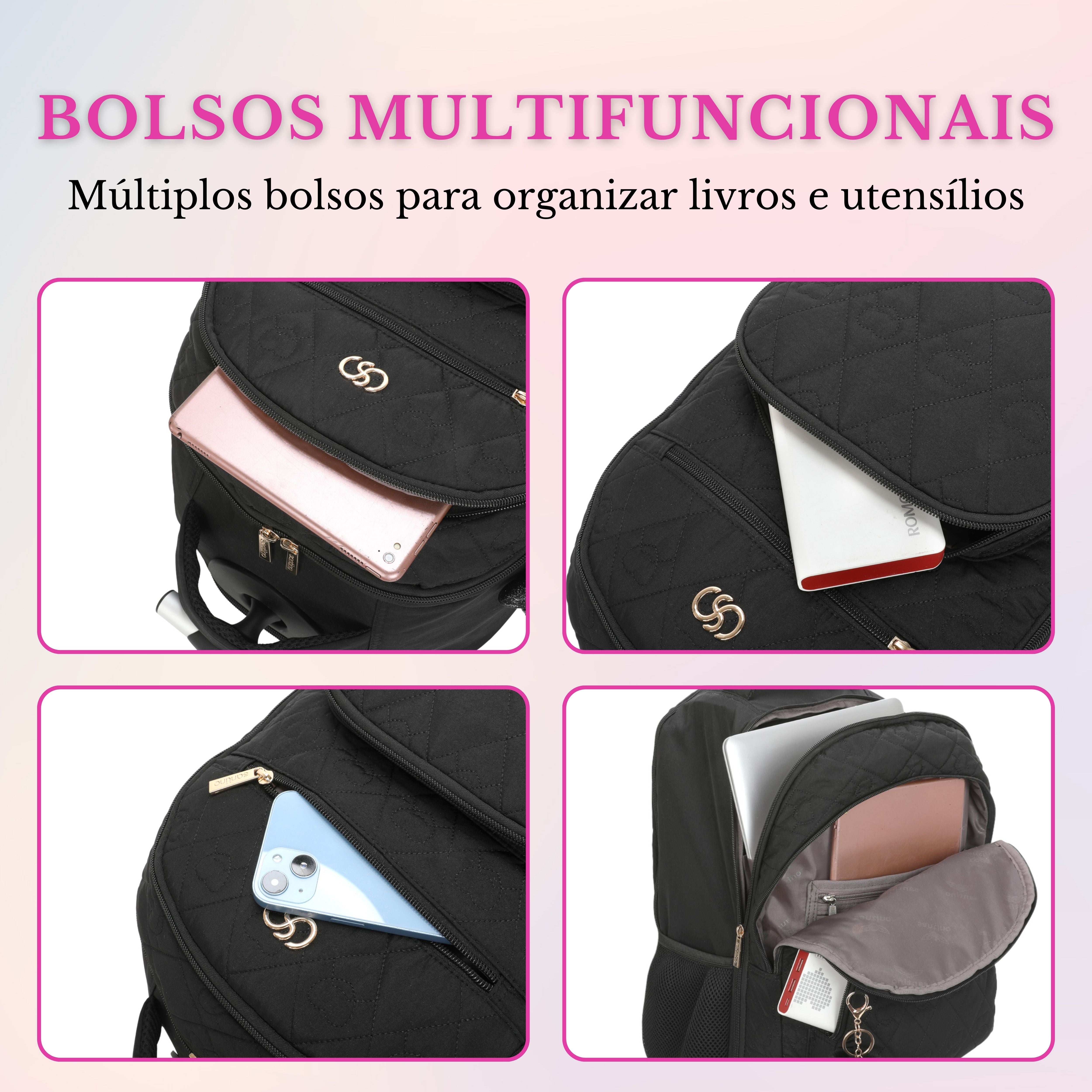 Mochila Notebook Cairo Com Rodas Santino   SAC200U Preto