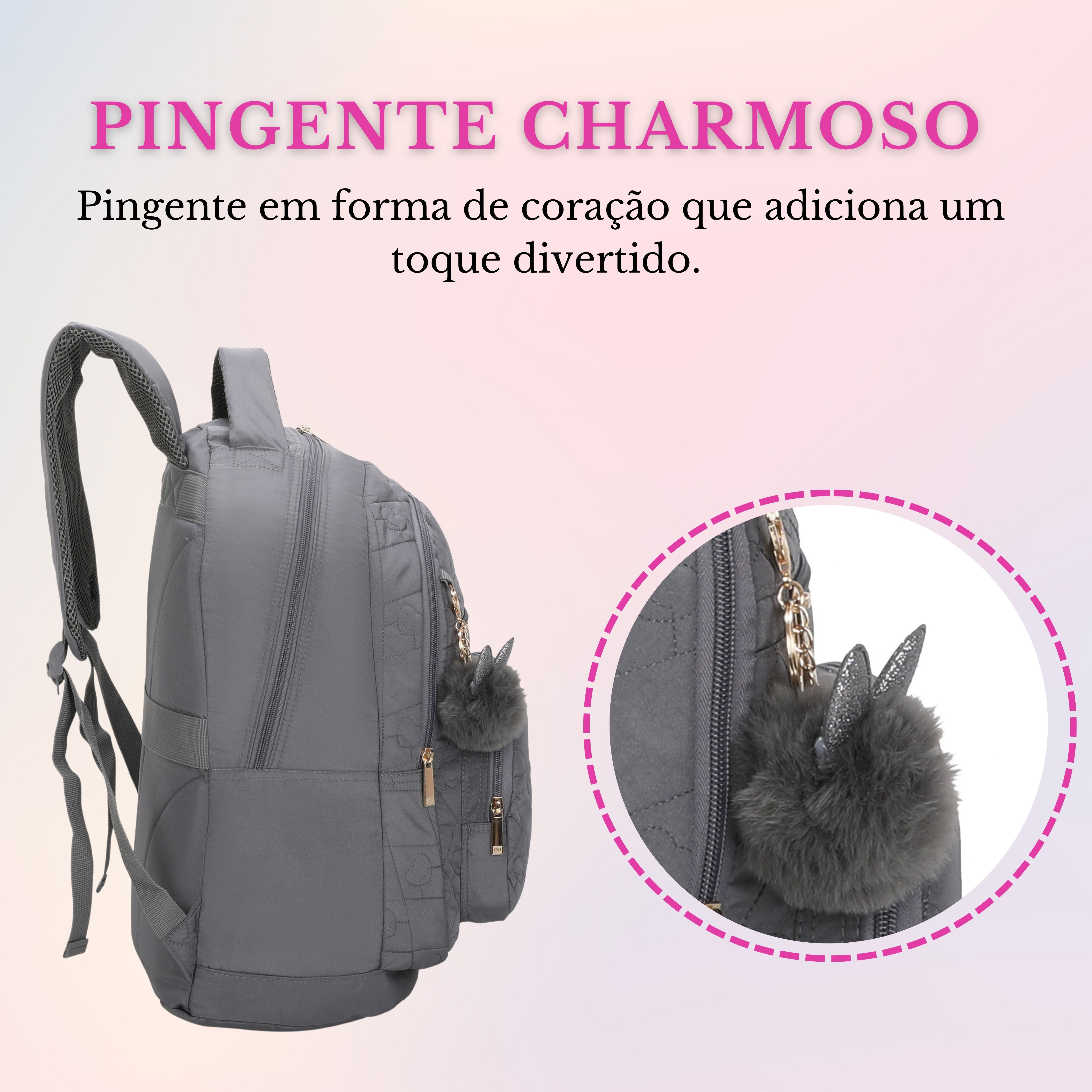 Mochila Juvenil Cairo  Santino - SAM200U - Cinza