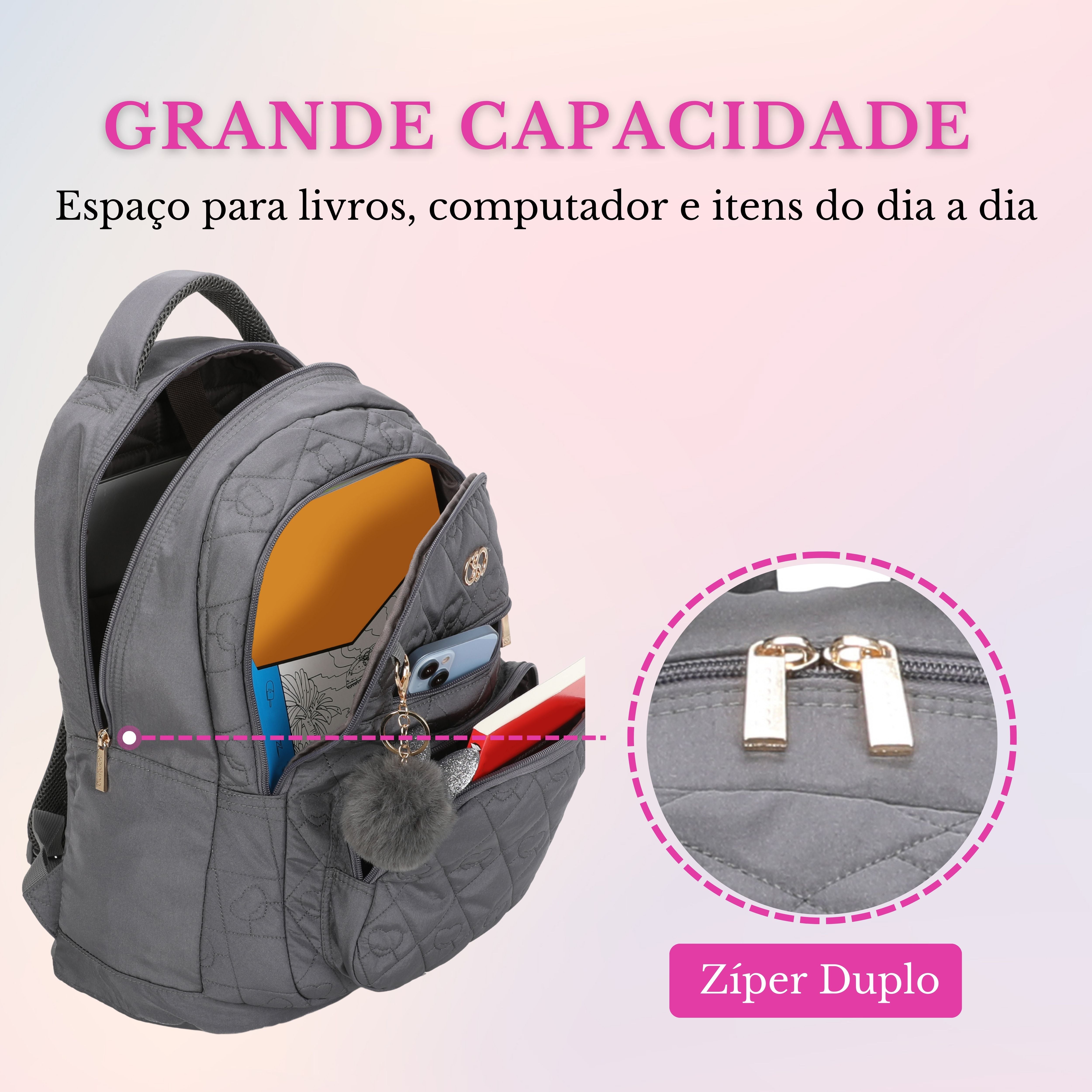 Mochila Juvenil Cairo  Santino - SAM200U - Cinza