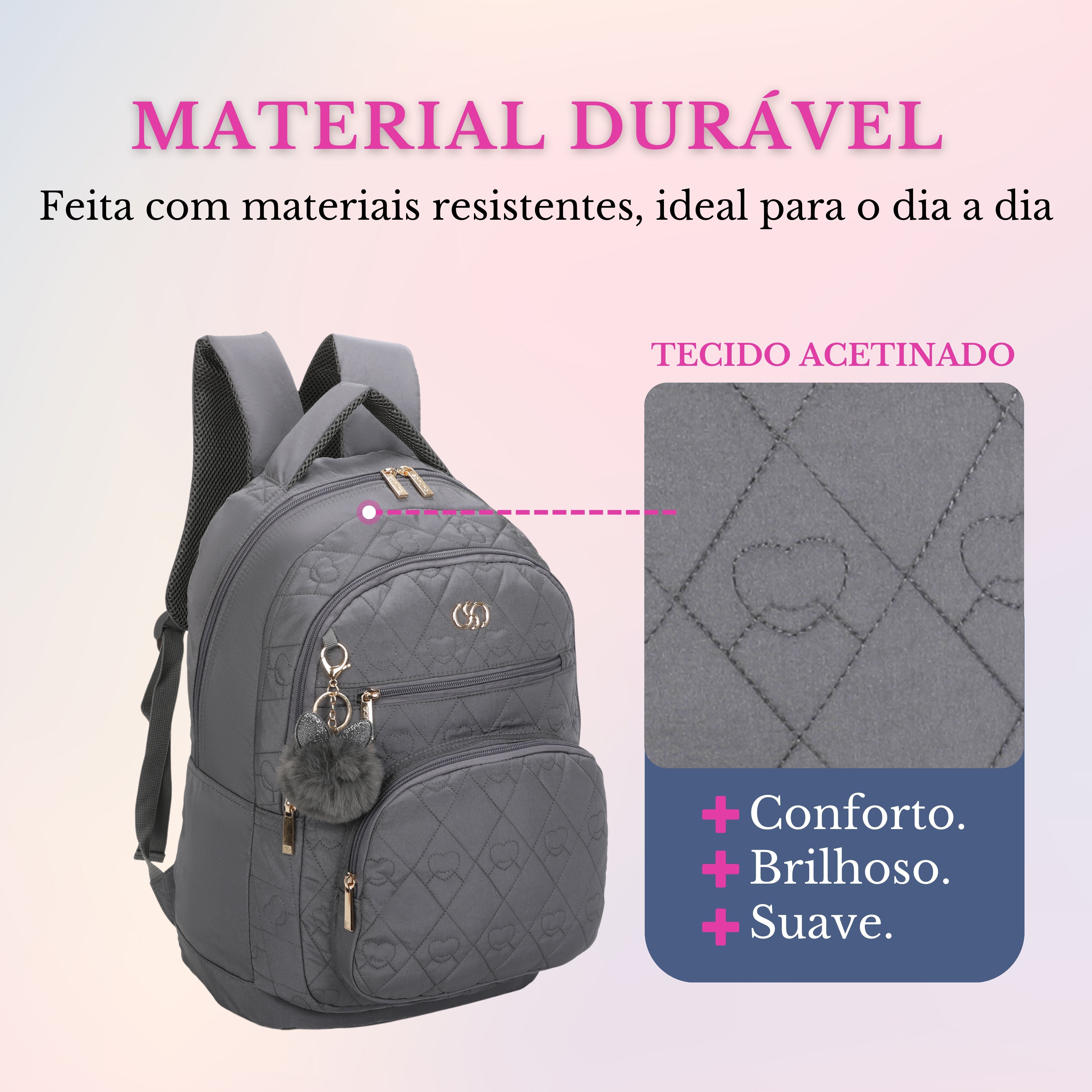 Mochila Juvenil Cairo  Santino - SAM200U - Cinza