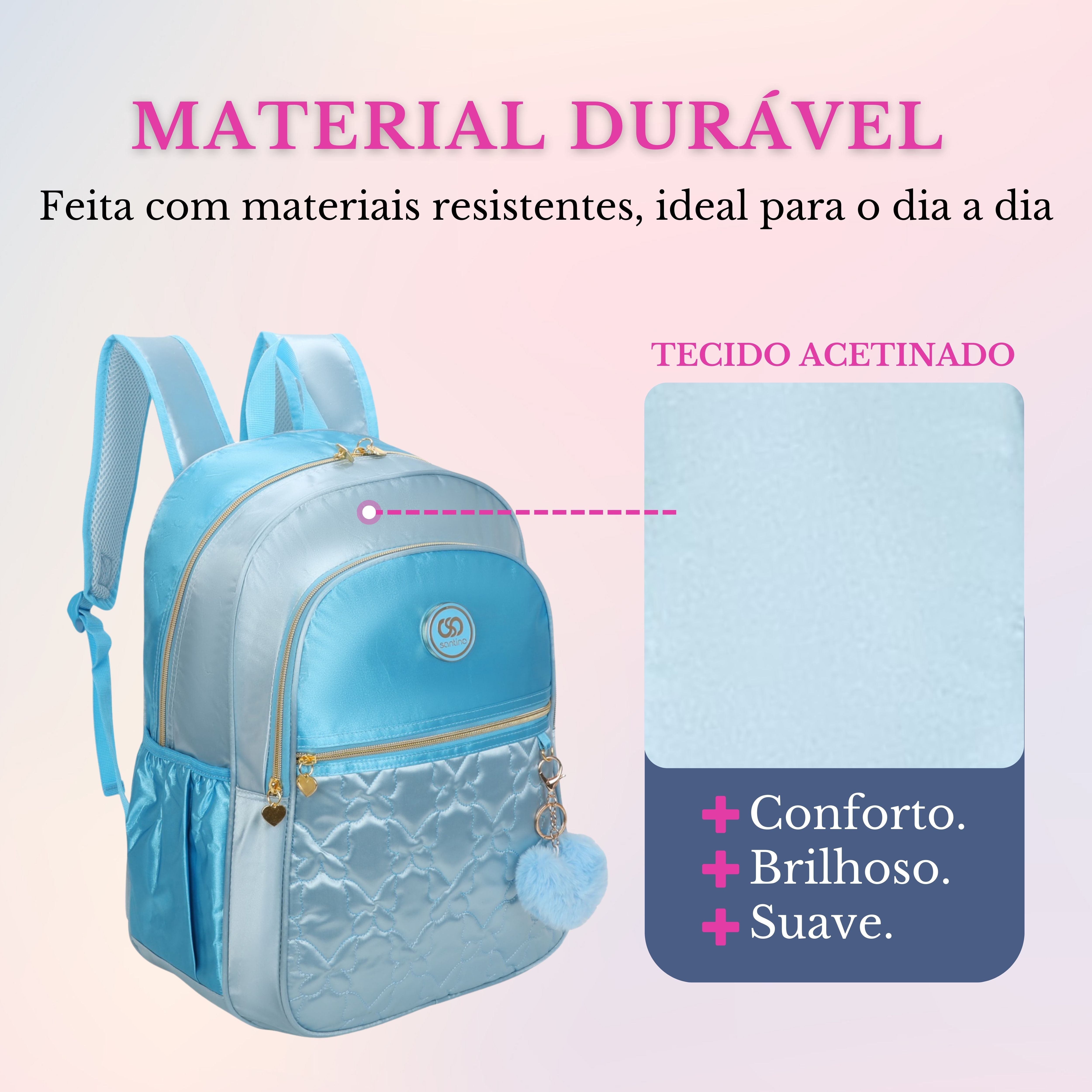 Mochila Sweet Girl Butterfly by Santino Poliéster SAM230U Azul Claro