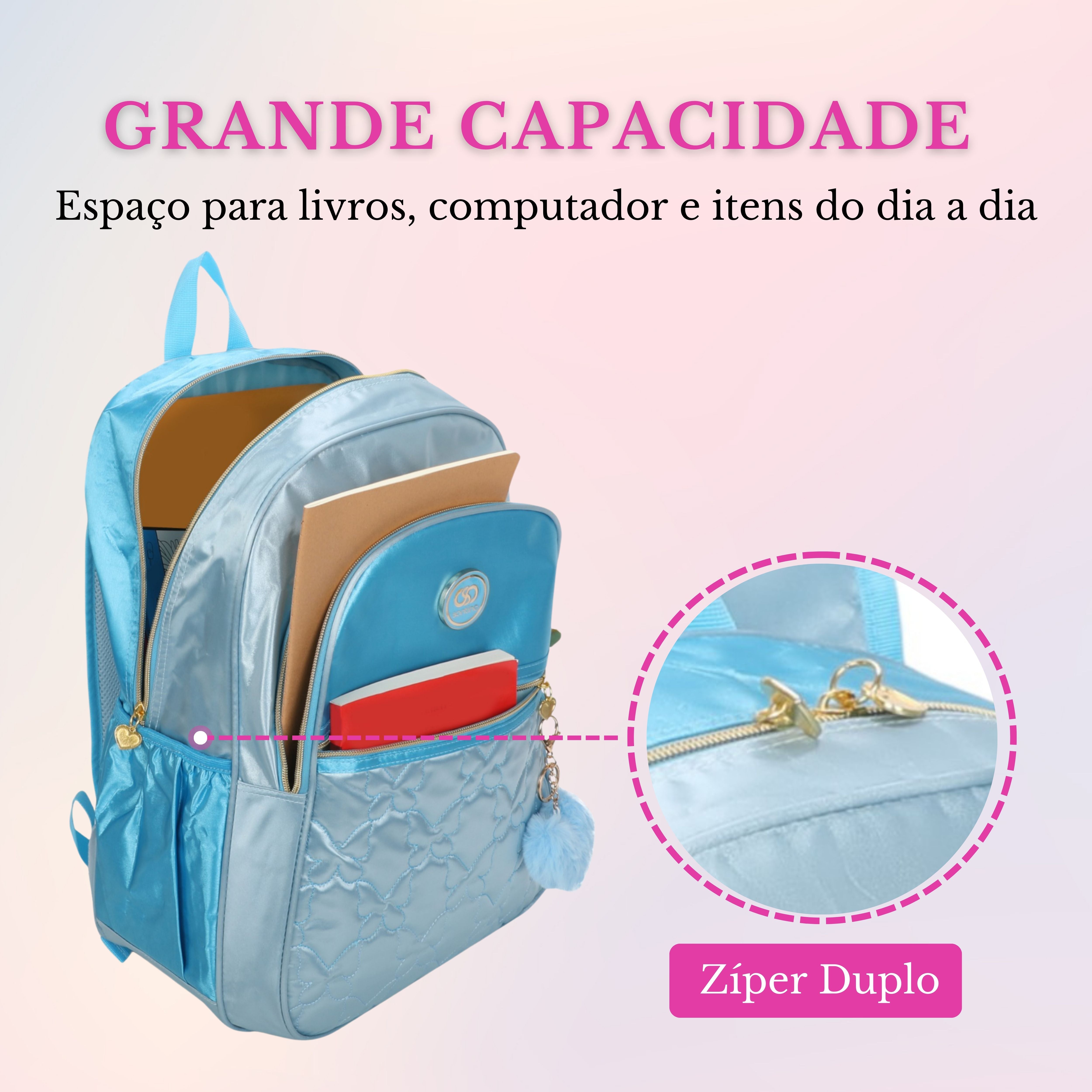 Mochila Sweet Girl Butterfly by Santino Poliéster SAM230U Azul Claro