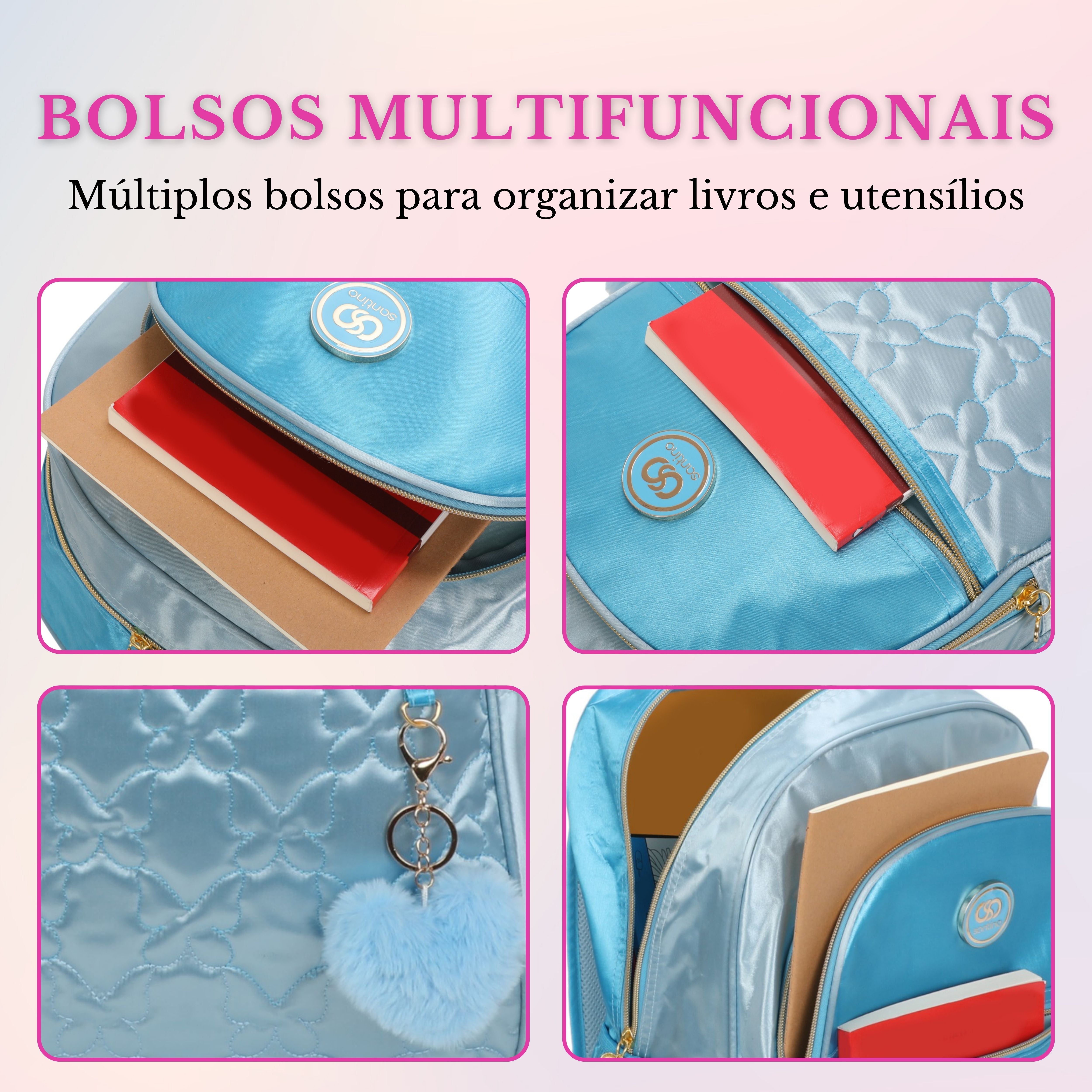Mochila Sweet Girl Butterfly by Santino Poliéster SAM230U Azul Claro