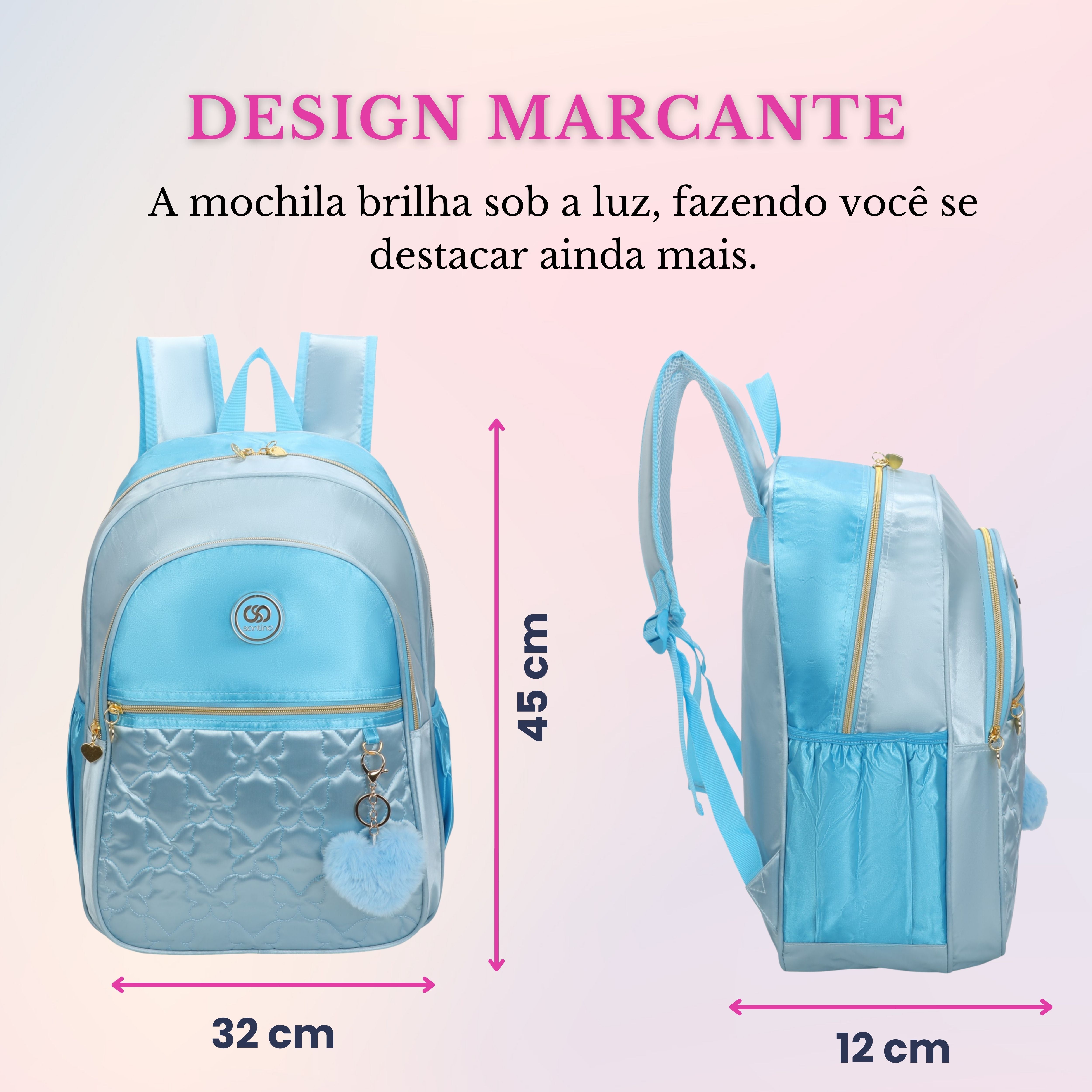 Mochila Sweet Girl Butterfly by Santino Poliéster SAM230U Azul Claro