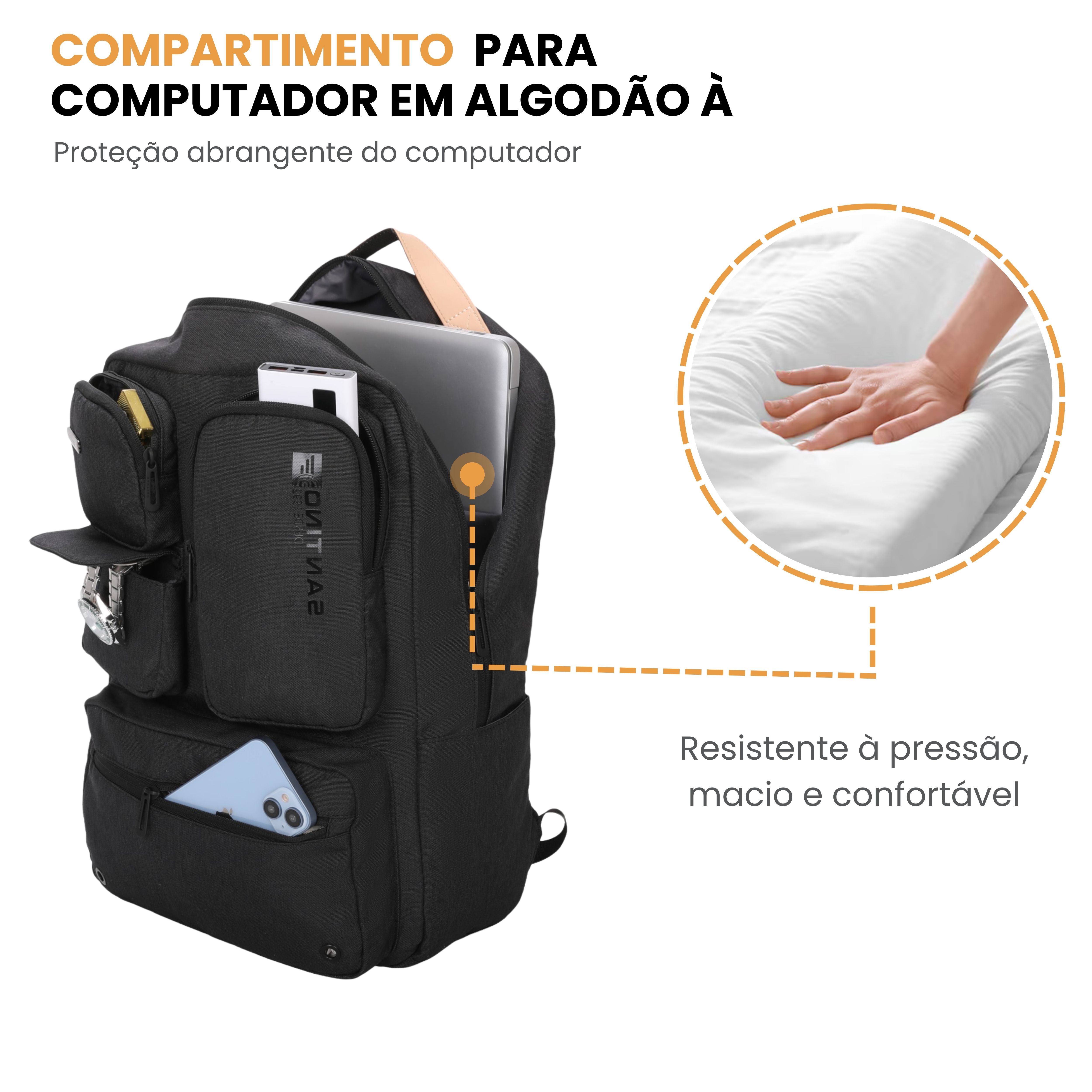 Mochila Notebook Pop Organizer by Santino Poliéster Preto