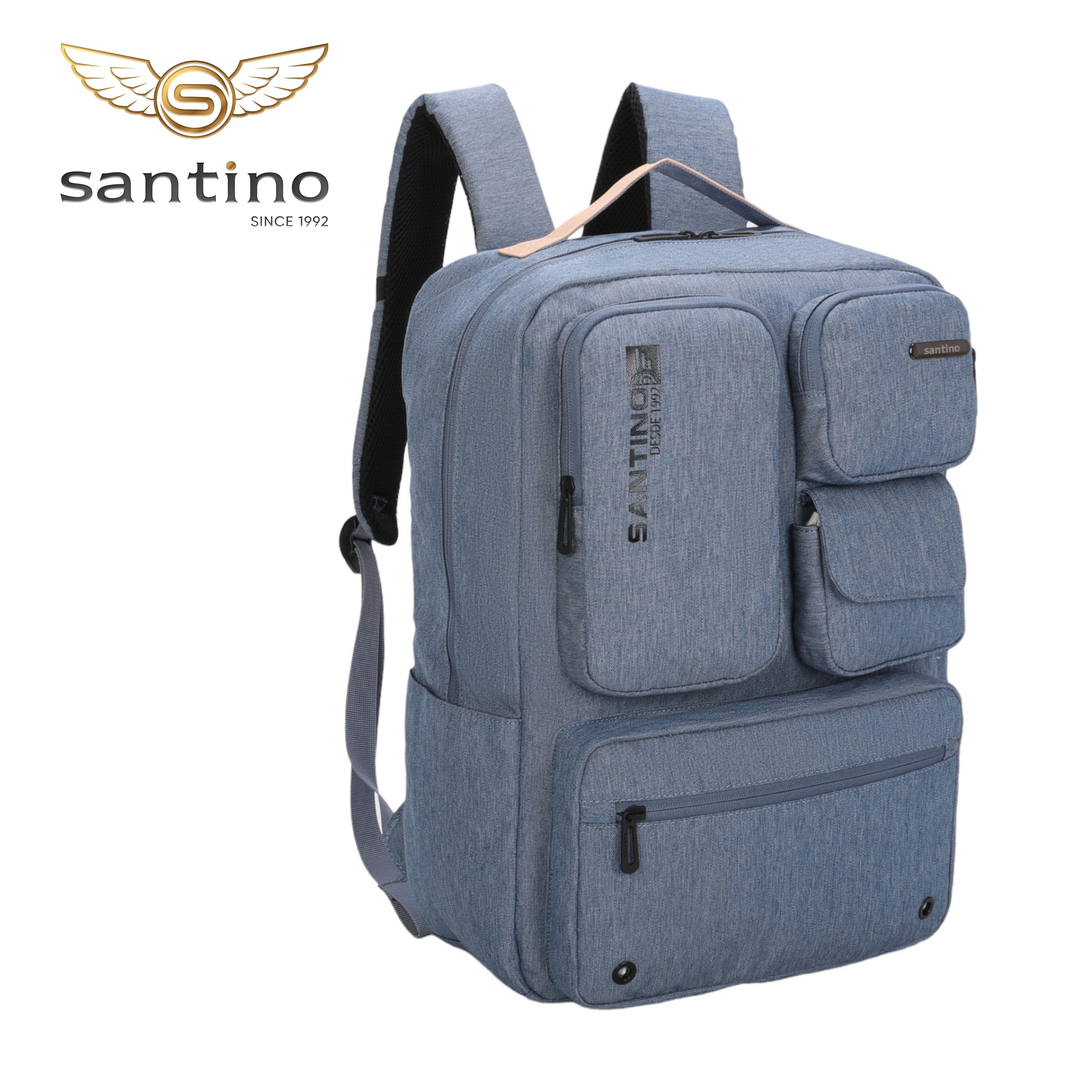 Mochila Notebook Pop Organizer by Santino Poliéster Azul