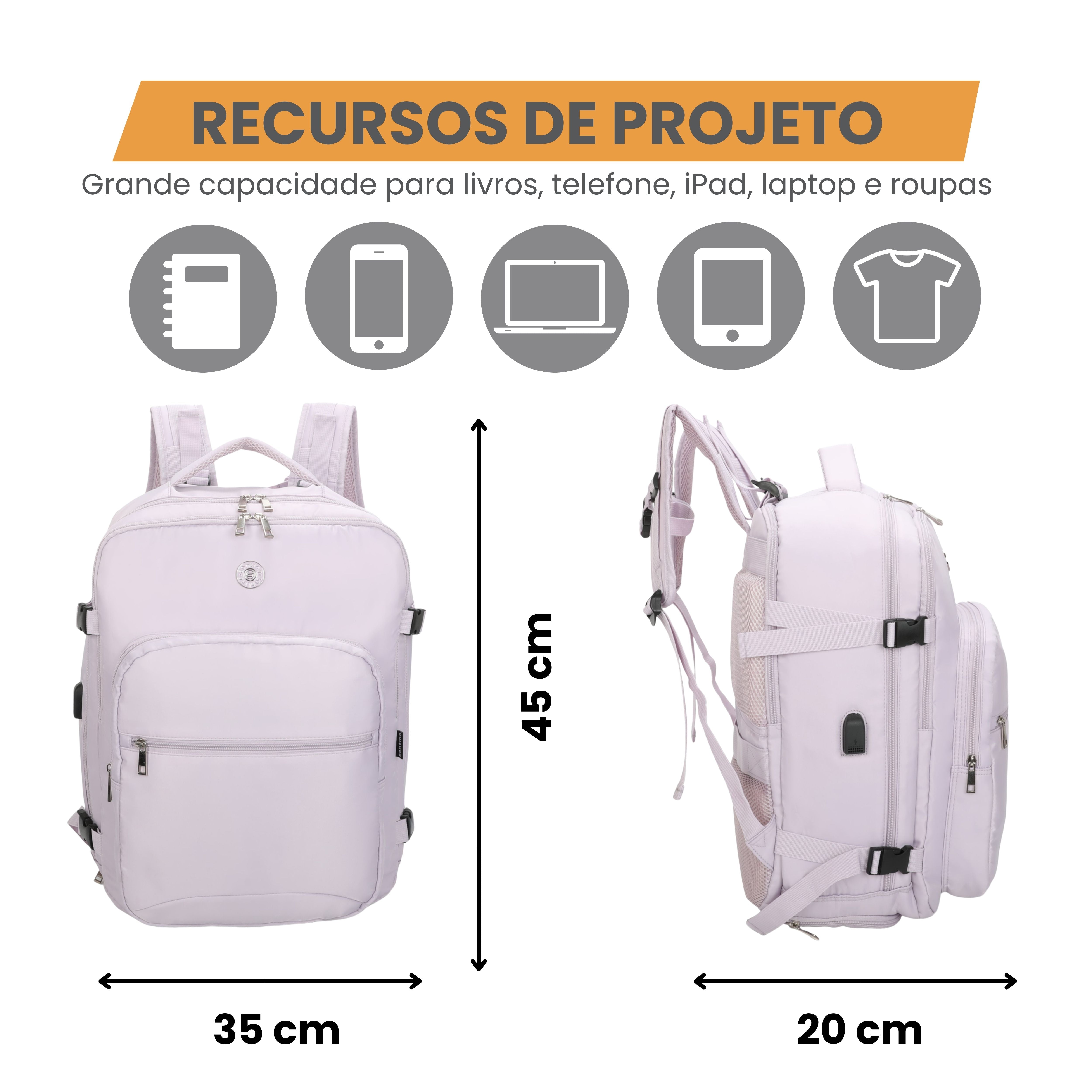 Mochila Notebook Oslo Pol Santino  - SAN405U Lilas
