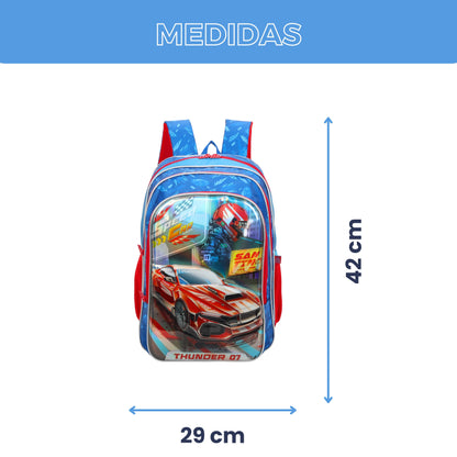 Mochila Infantil Speed Car Tunning Race by Santino - SCM11U - Azul Marinho