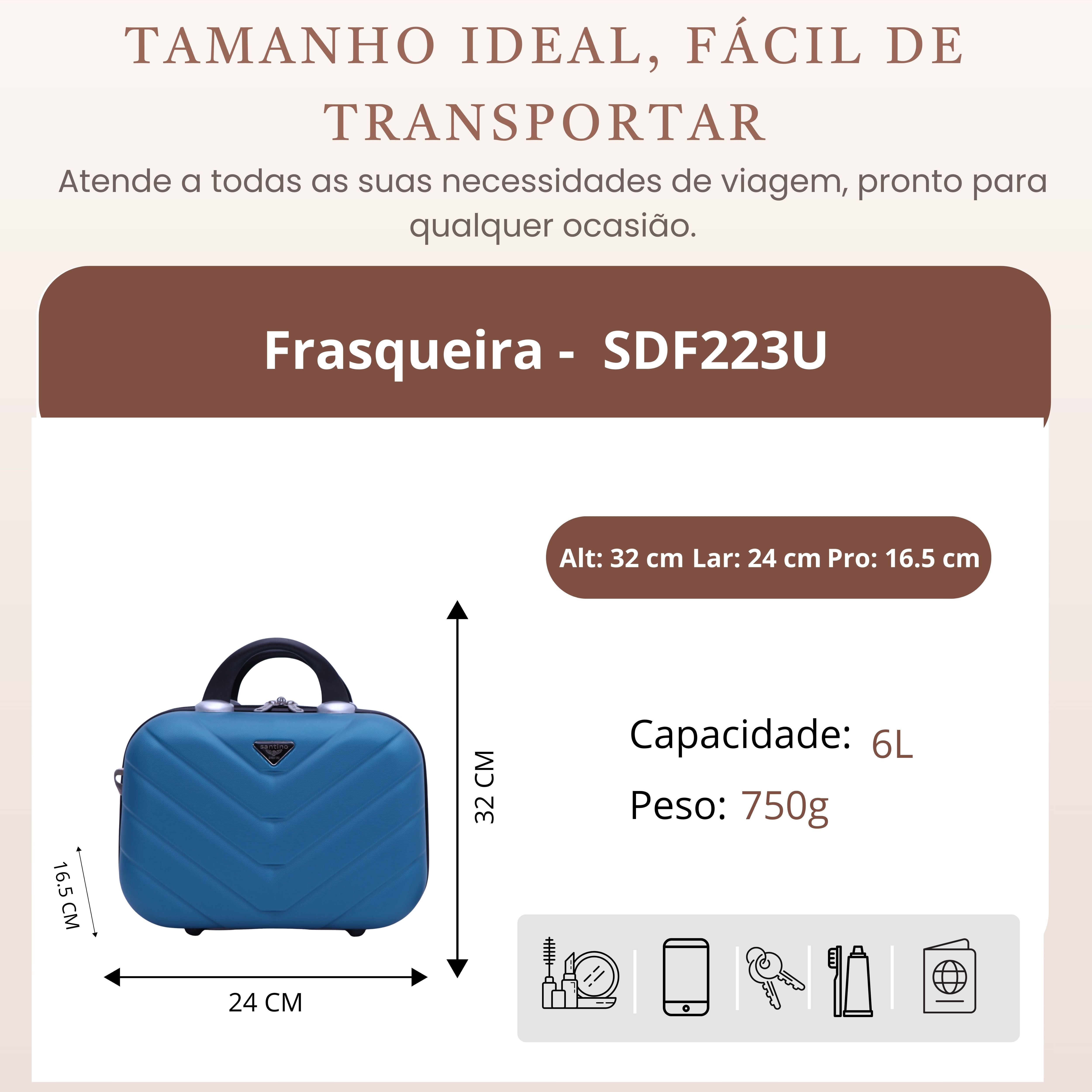 Frasqueira Boston Rígida Santino - SDF223U
