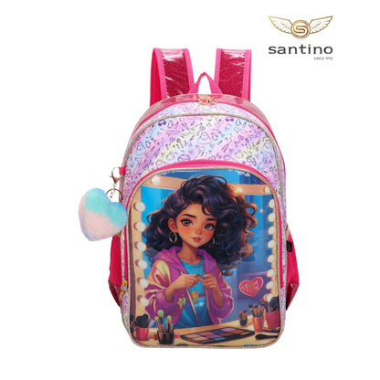 Mochila Infantil Sweet Girl Makeup by Santino Poliéster SGM24U Rosa