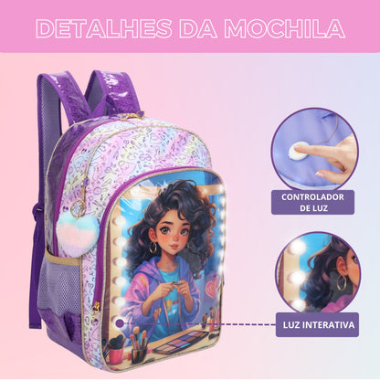 Mochila Infantil Sweet Girl Makeup by Santino Poliéster SGM24U Lílas