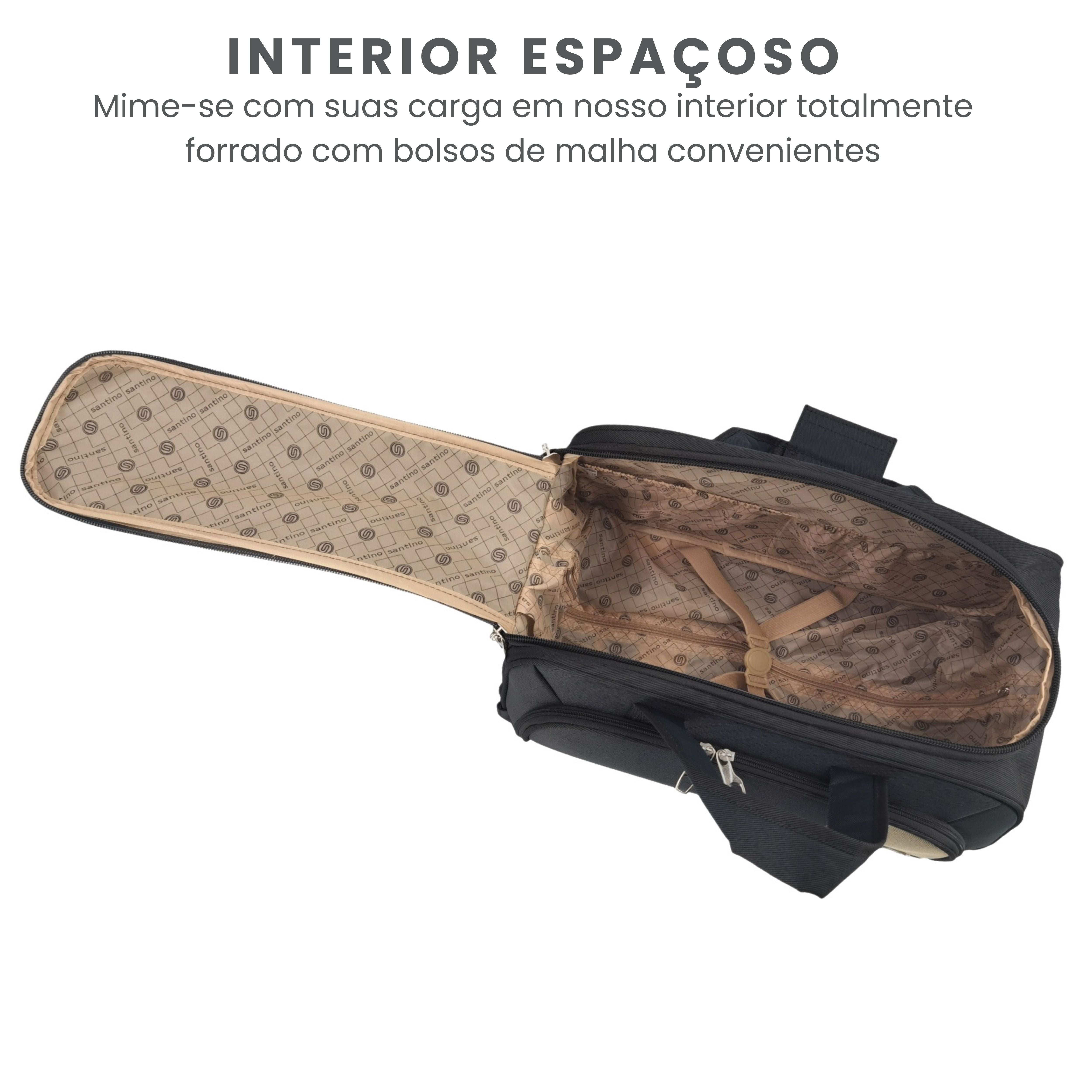Conjunto Sacola De Viagem Dubai Poliéster 3 Peças Sant SLS3J