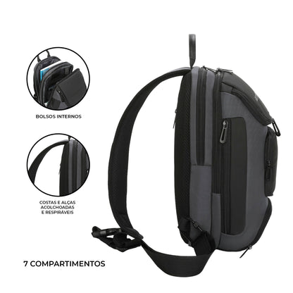 Mochila Transversal Quinn by Santino Oxford Cinza SAN275U