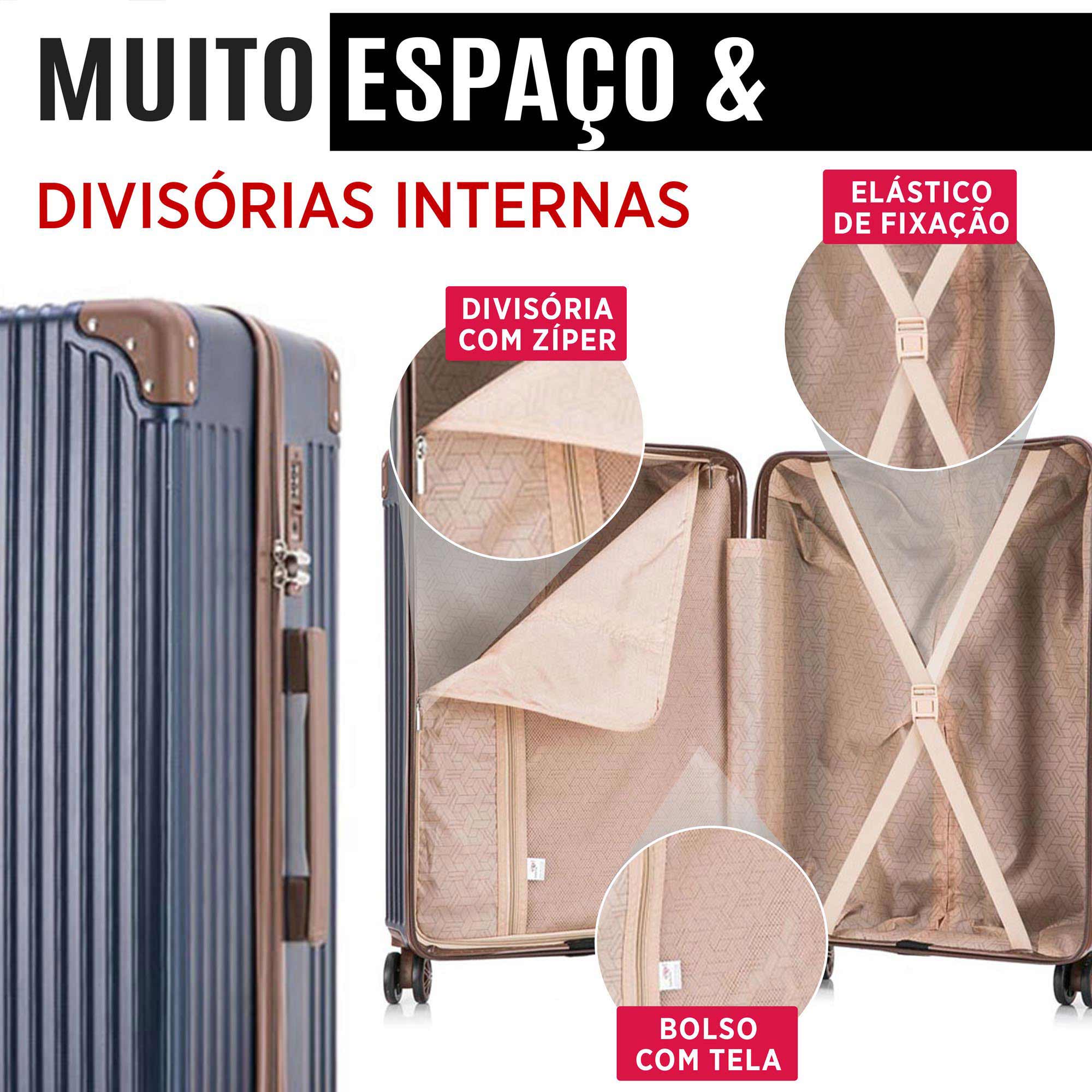Conjunto de Malas Palazzio 3 Peças 360° Santino PLV191J