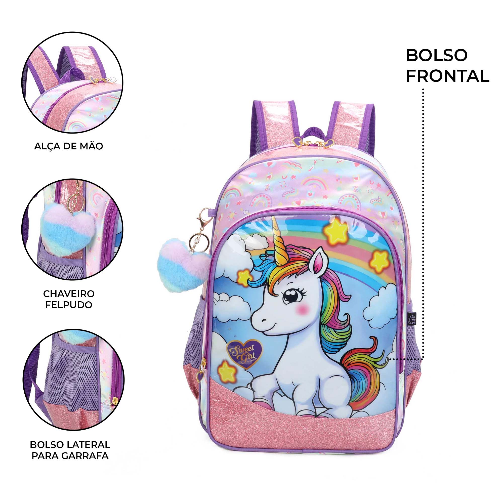 Sweet Girl Unicorn Backpack by Santino - SGM22U - Lílas