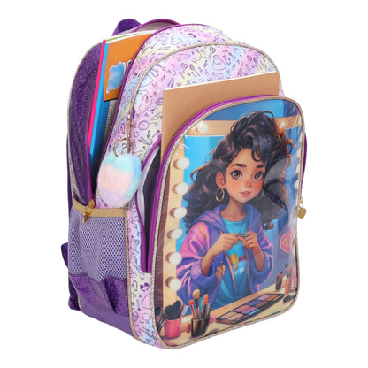 Mochila Infantil Sweet Girl Makeup by Santino Poliéster SGM24U Lílas